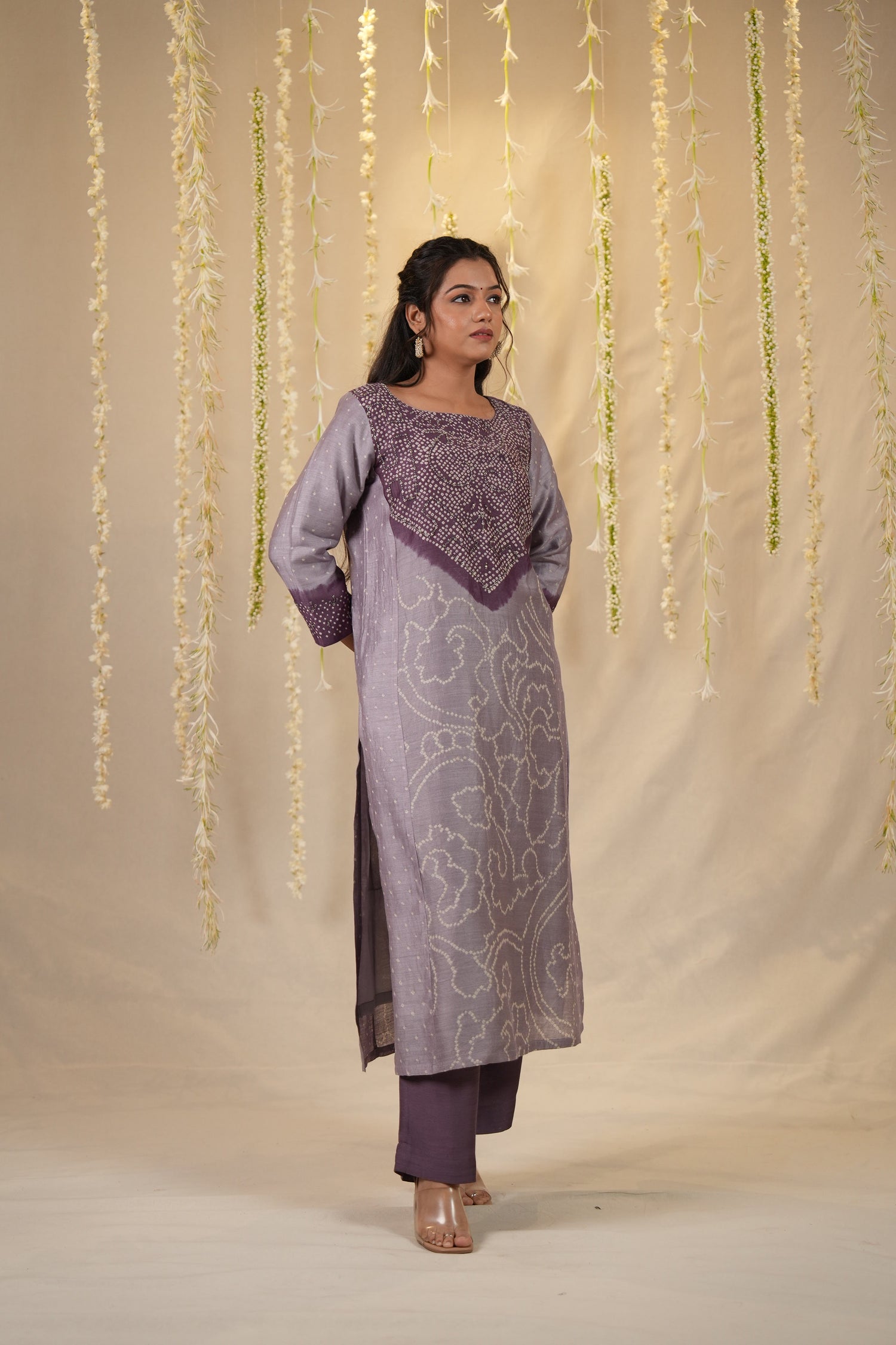 Ek Dor Bandhani Muga Silk Three-Piece Set
