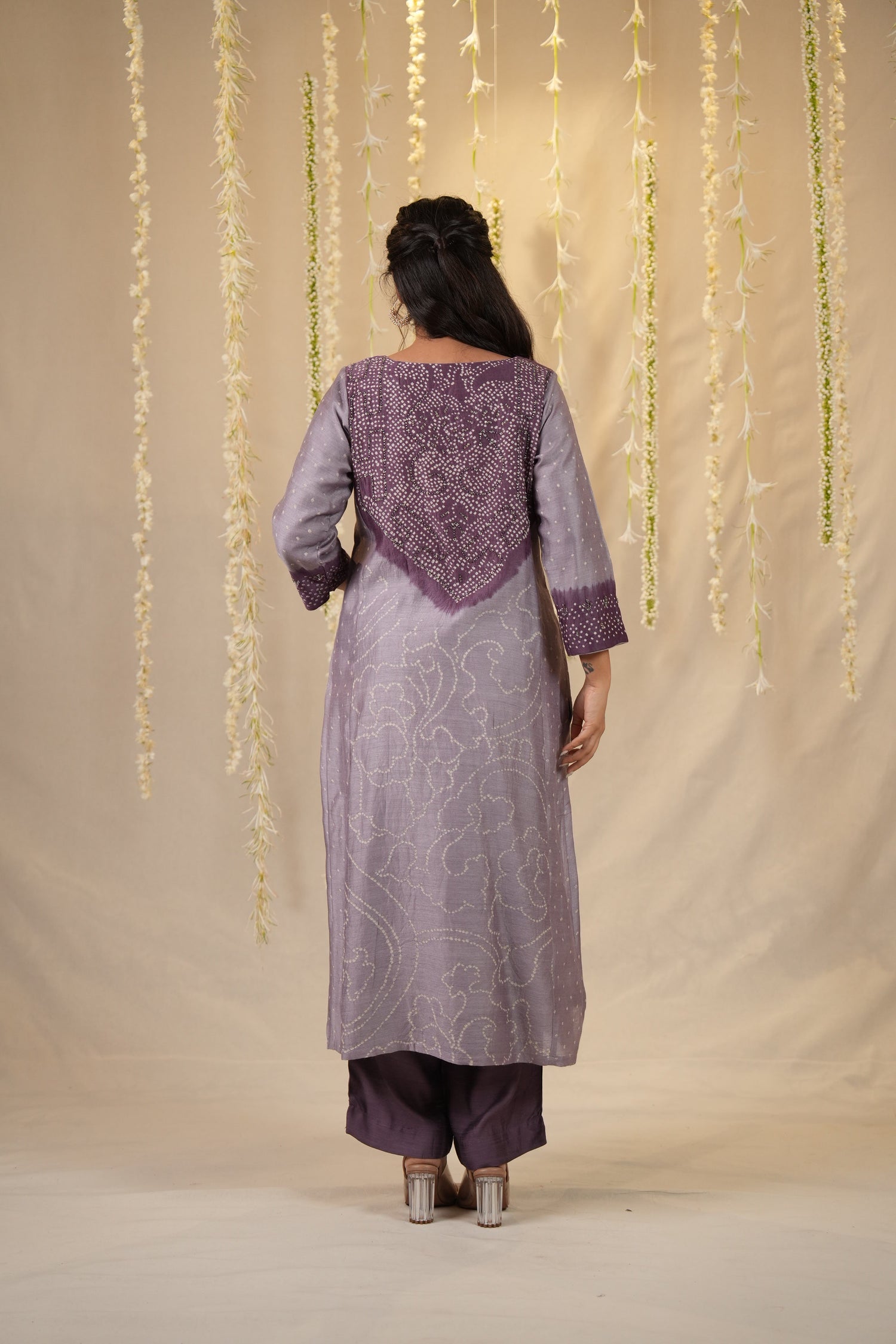 Ek Dor Bandhani Muga Silk Three-Piece Set