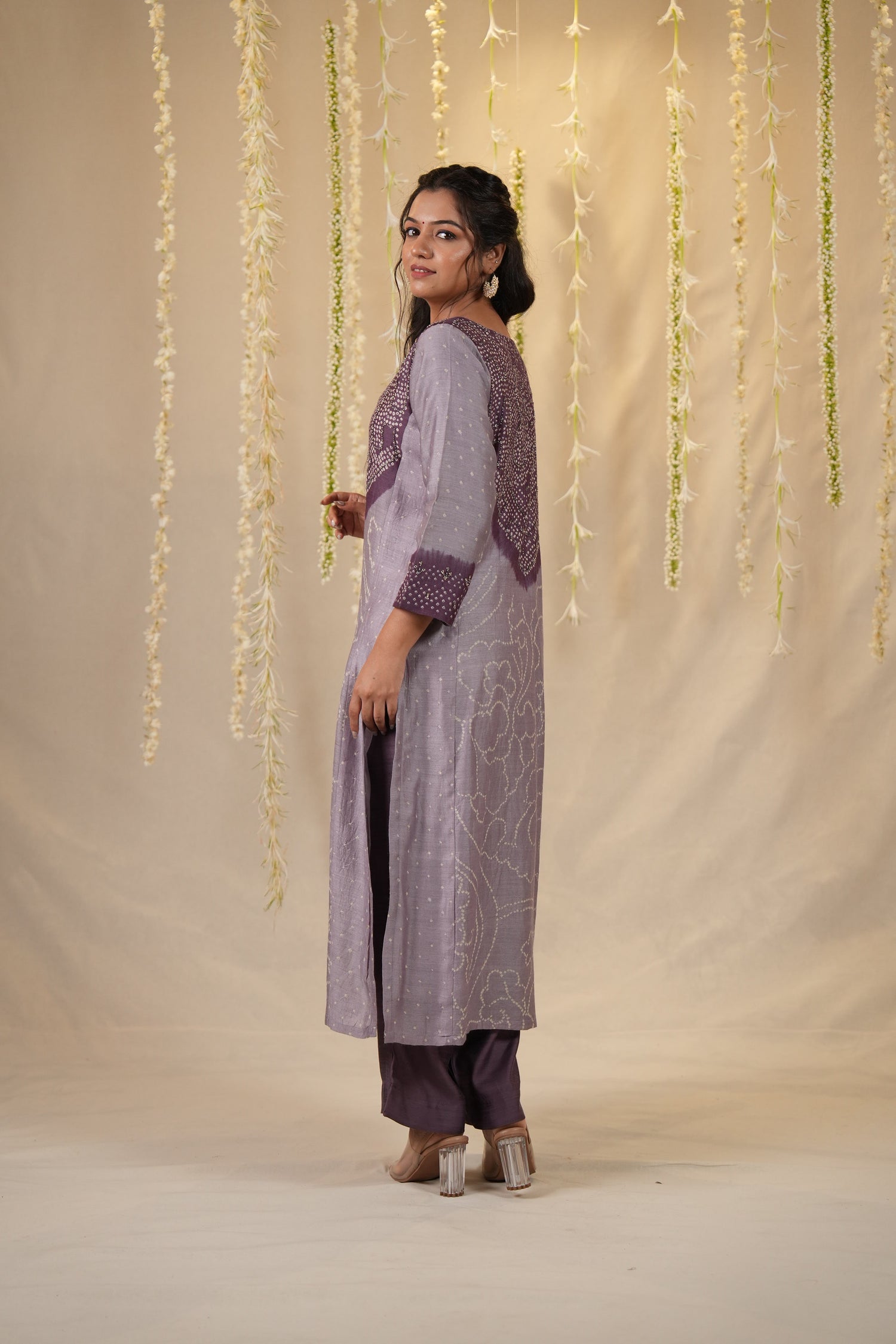 Ek Dor Bandhani Muga Silk Three-Piece Set