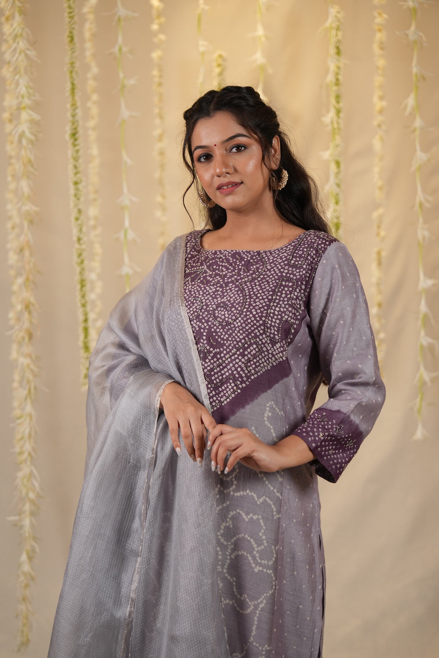 Ek Dor Bandhani Muga Silk Three-Piece Set