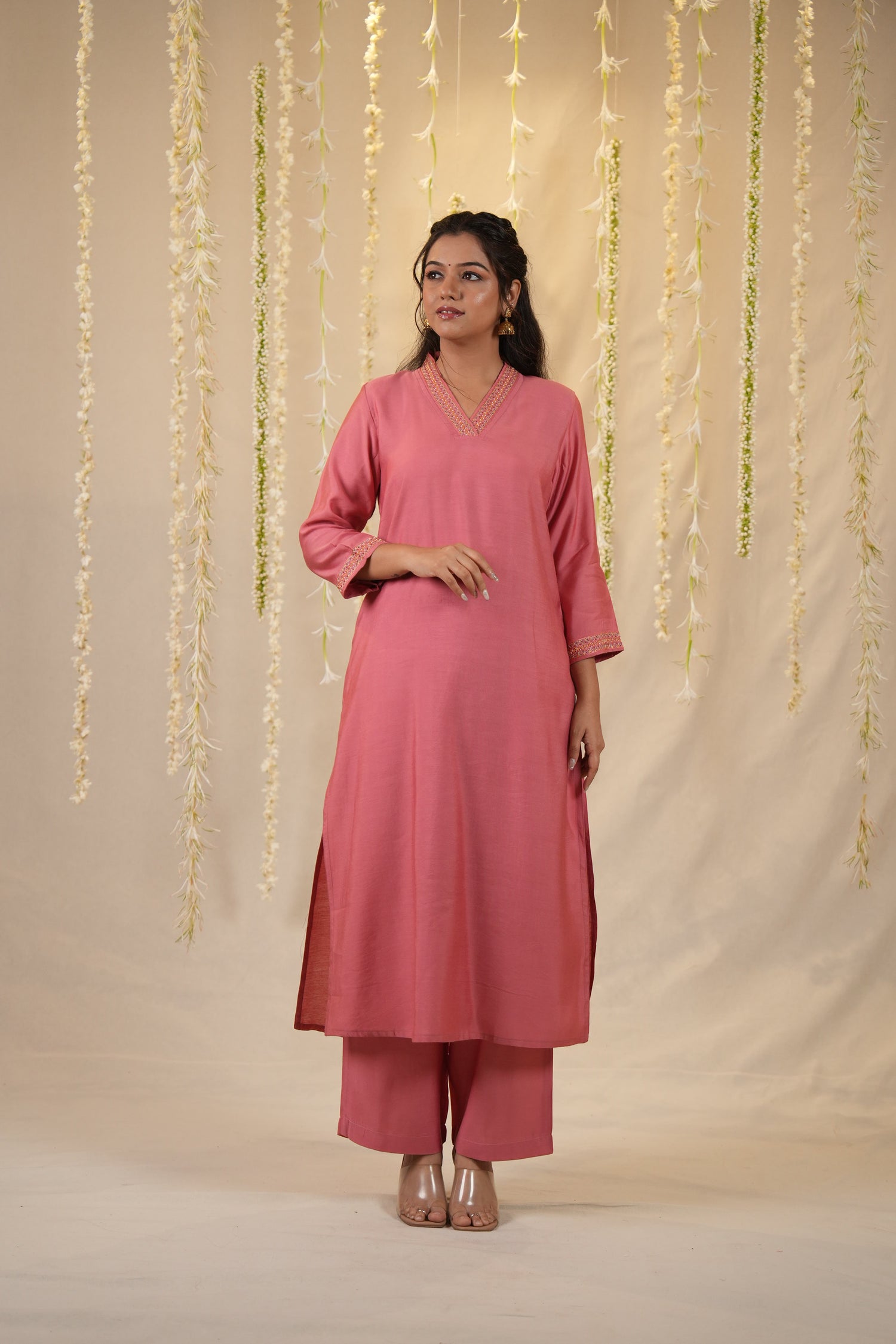 Ek Dor Hand Embroidered Viscose Silk Kurta Set - Set of Three