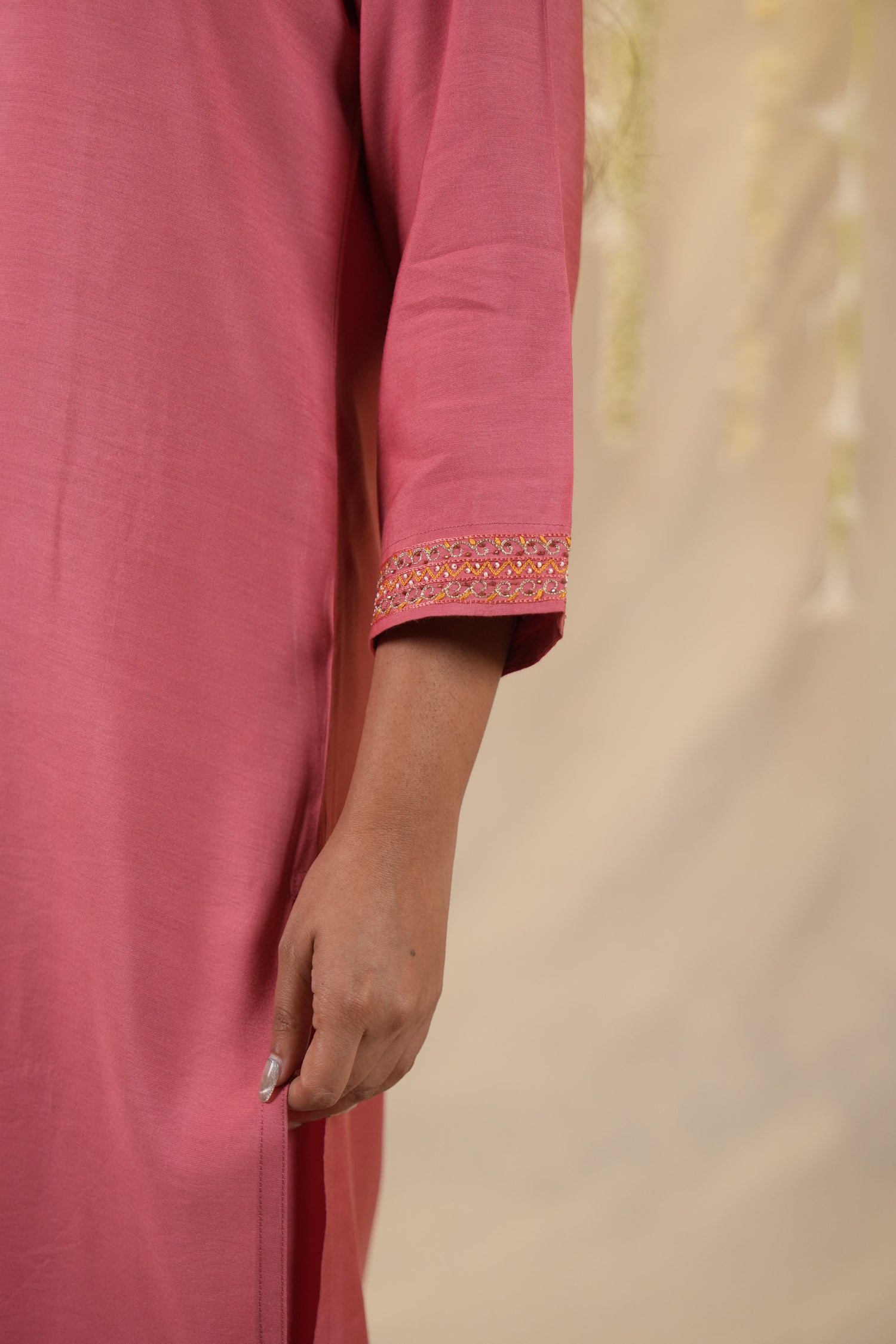 Ek Dor Hand Embroidered Viscose Silk Kurta Set - Set of Three