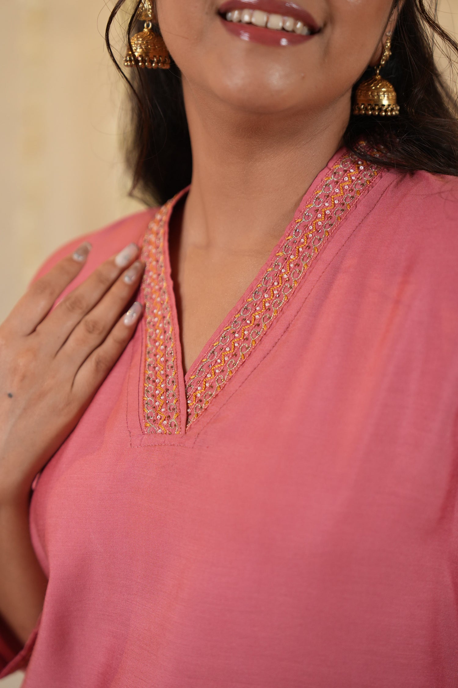 Ek Dor Hand Embroidered Viscose Silk Kurta Set - Set of Three