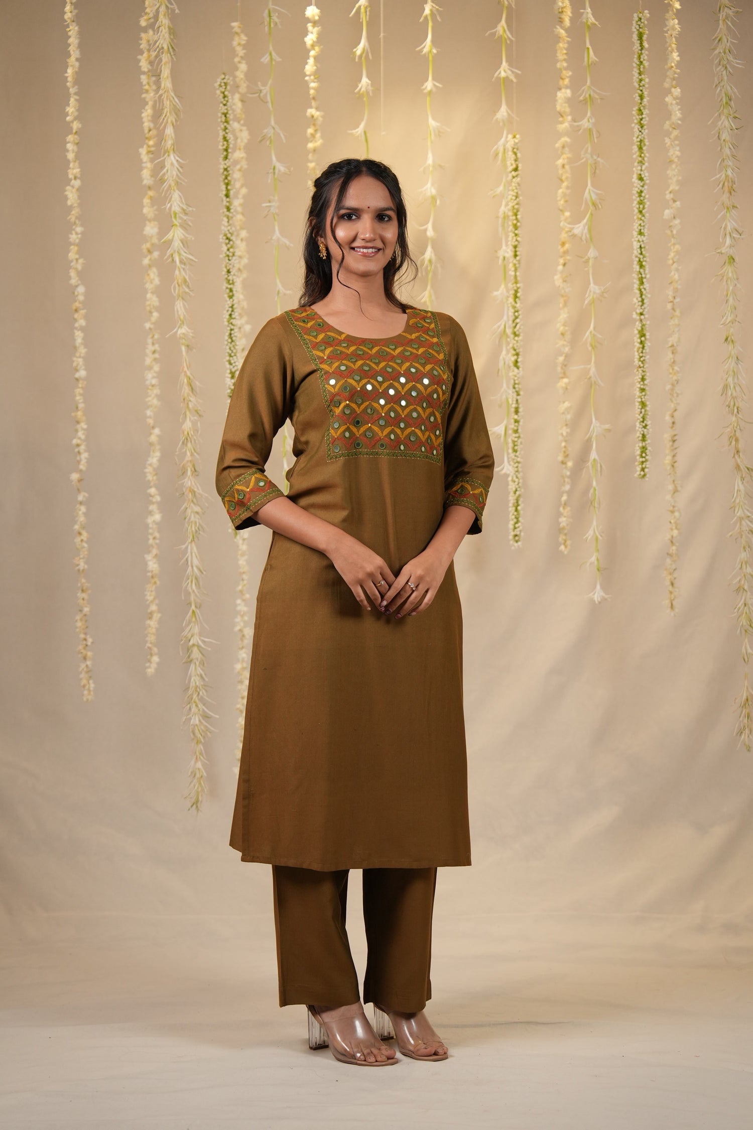 Ek Dor Hand Embroidered Cotton Silk Kurta Set with Dupatta - Set of Three