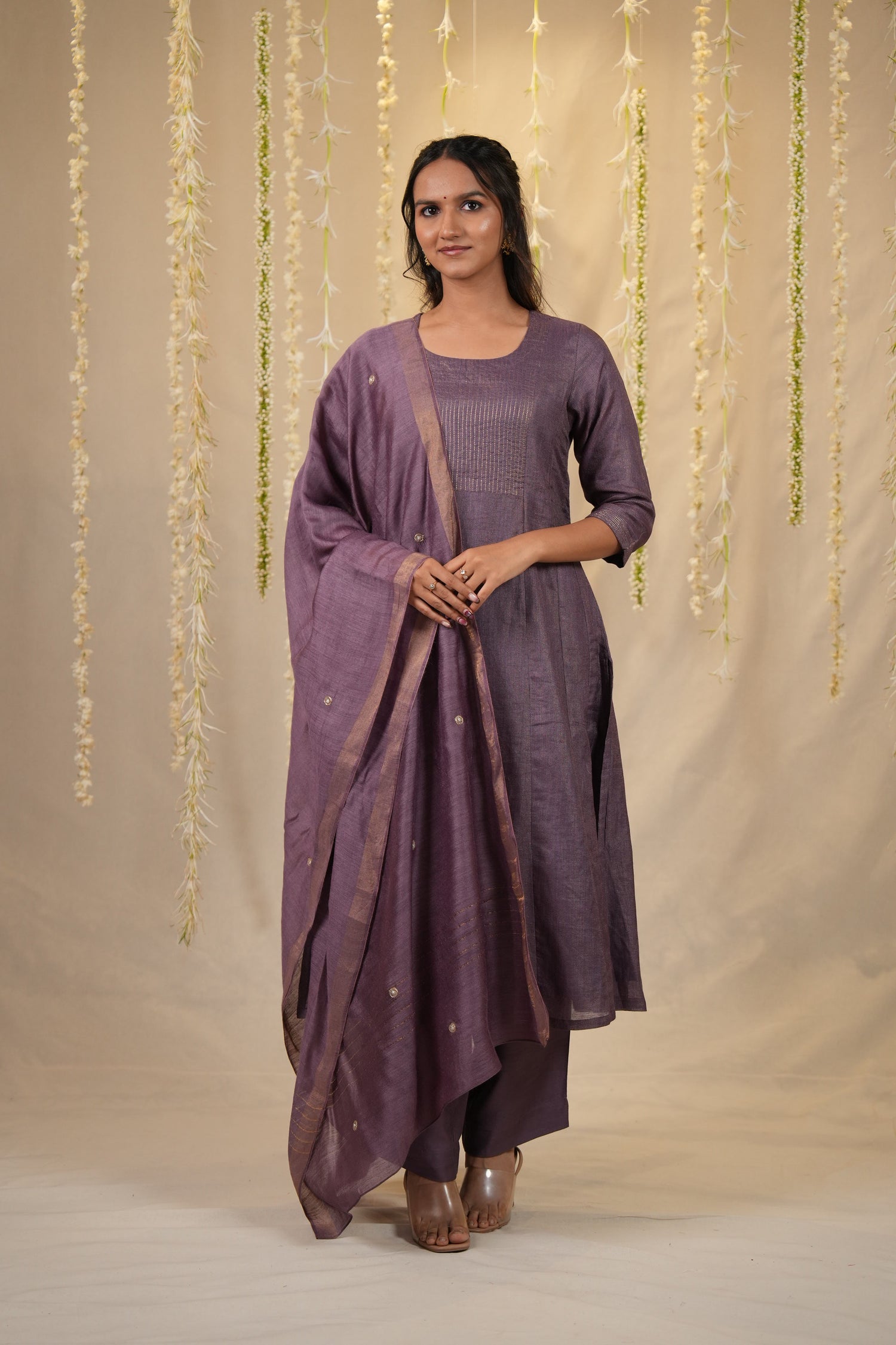 Ek Dor Checked Tissue Silk Kurta Set - Set of Three