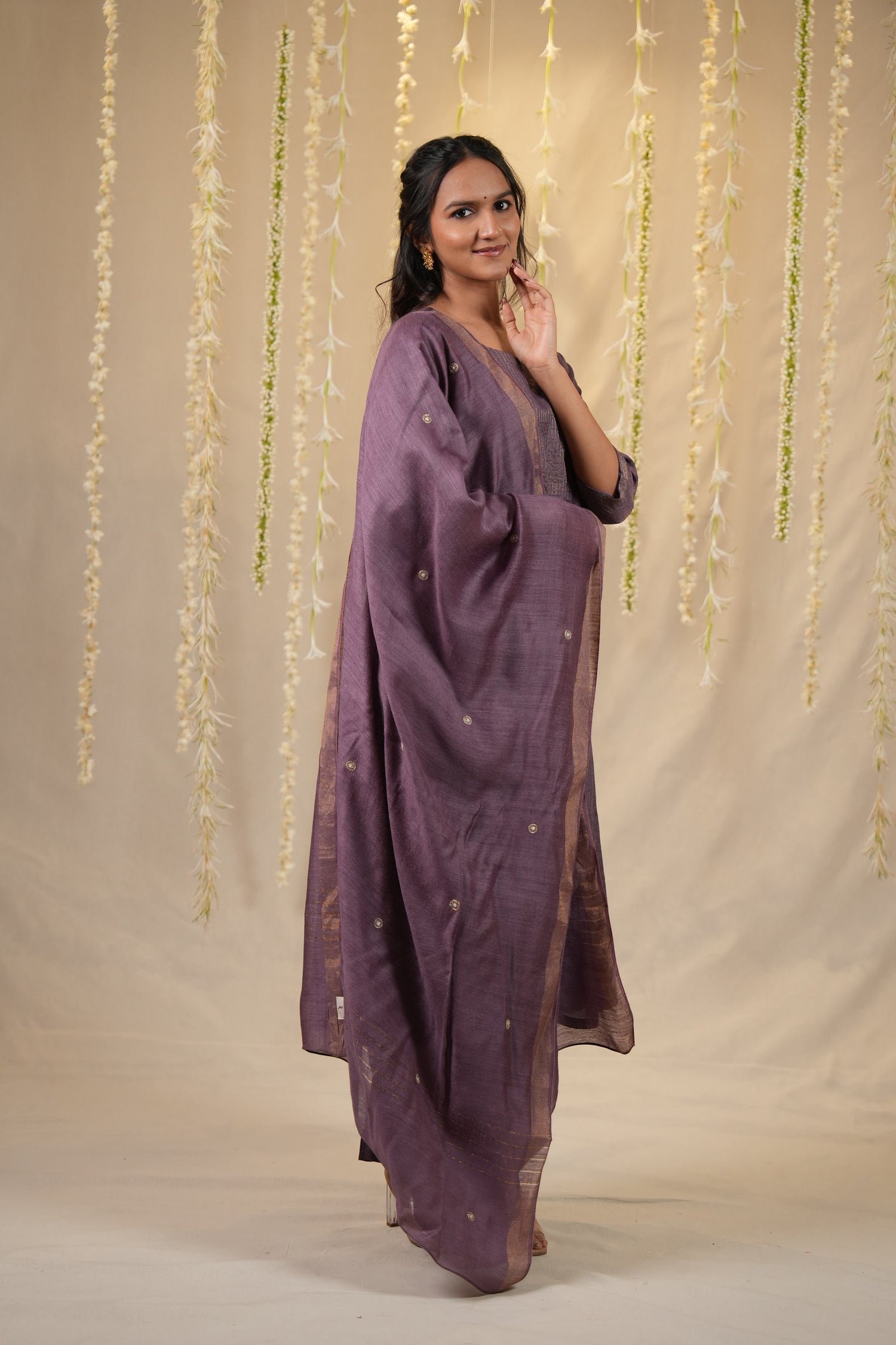Ek Dor Checked Tissue Silk Kurta Set - Set of Three