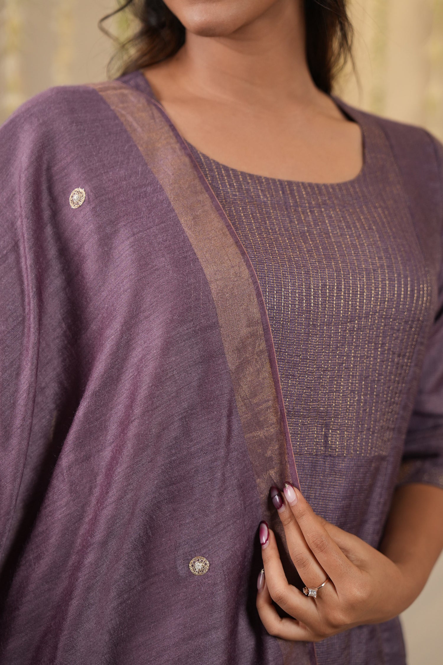 Ek Dor Checked Tissue Silk Kurta Set - Set of Three