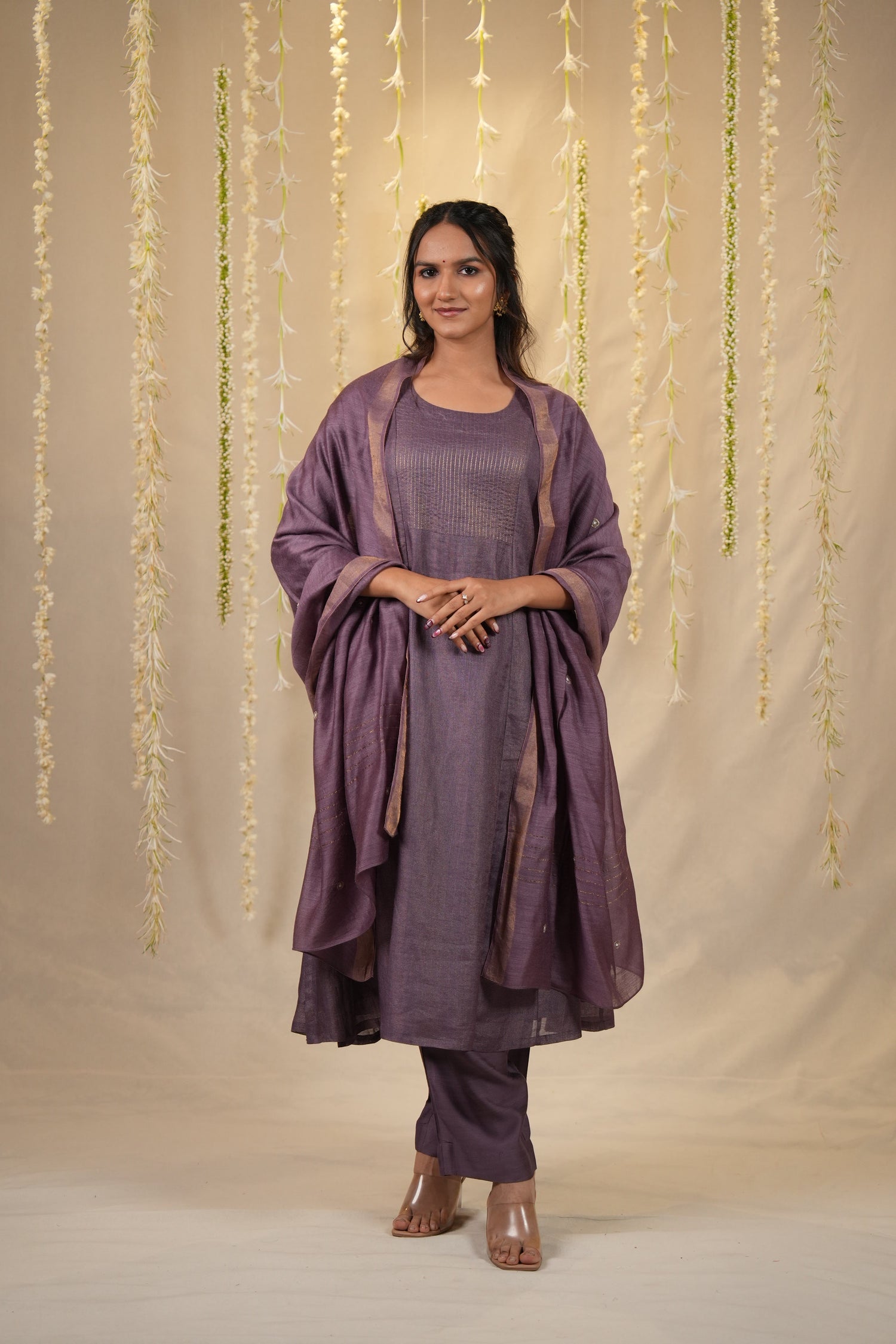 Ek Dor Checked Tissue Silk Kurta Set - Set of Three