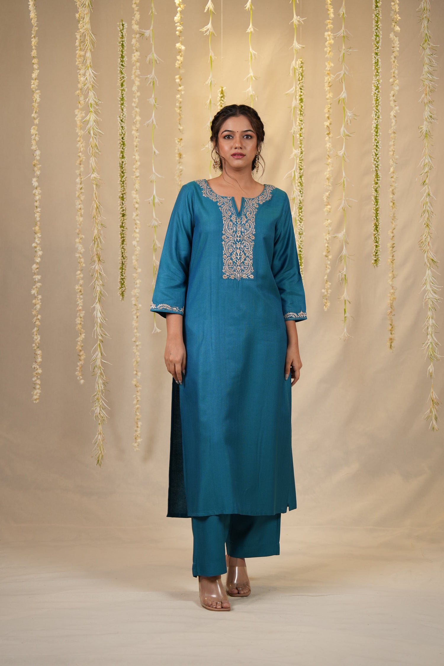 Ek Dor Machine Embroidered Cotton Silk Kurta Set with Dupatta - Set of Three