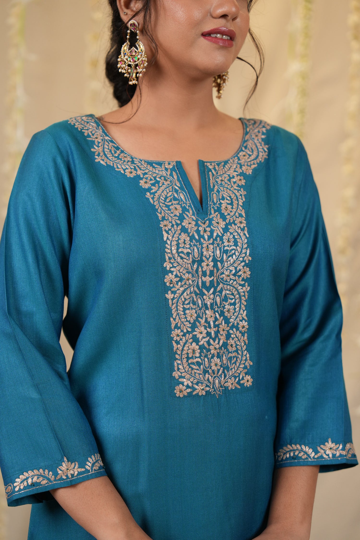 Ek Dor Machine Embroidered Cotton Silk Kurta Set with Dupatta - Set of Three