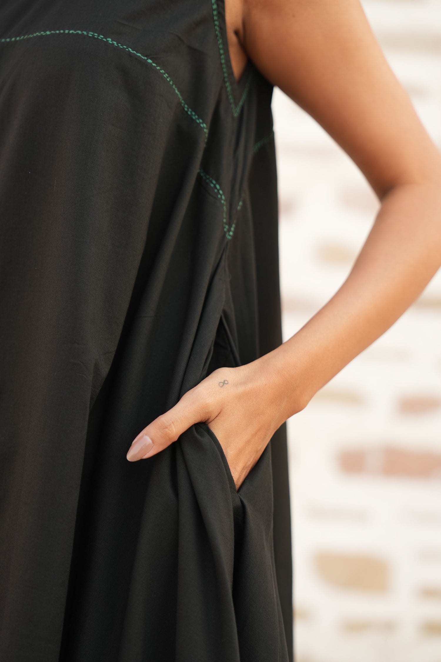Saral Black Asymmetric Cotton Dress | Ray-ethnic
