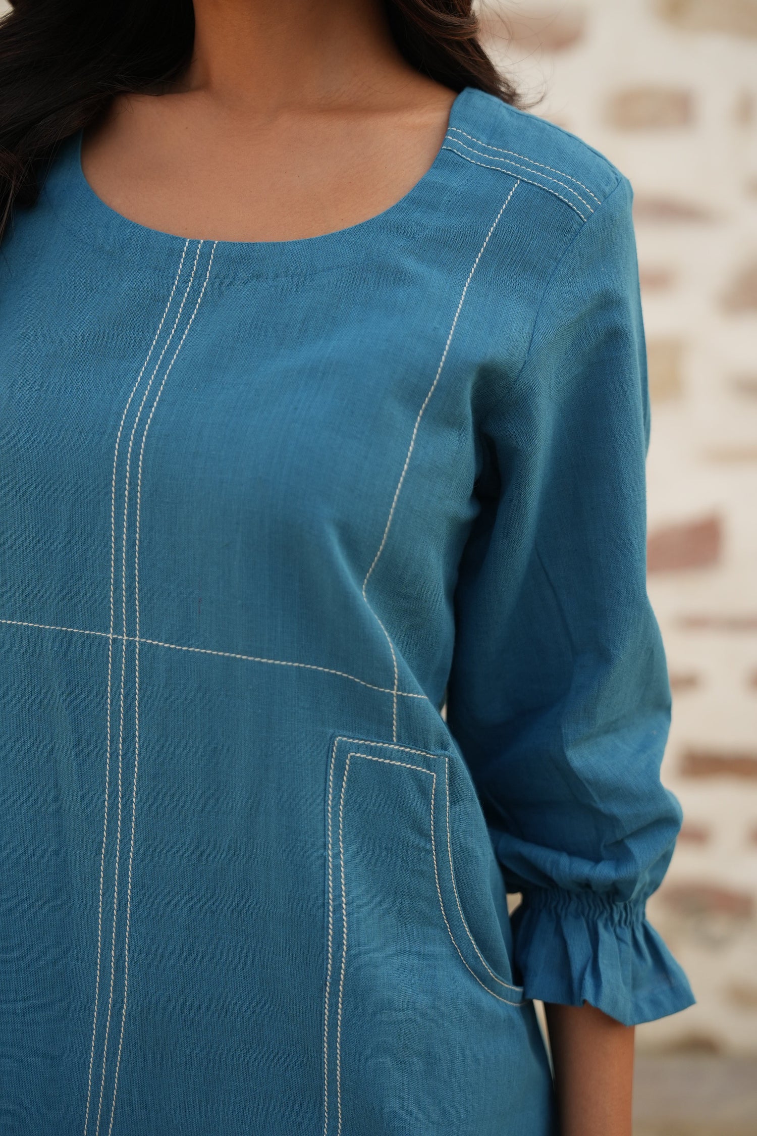 Saral Blue Cotton Dress | Ray-ethnic