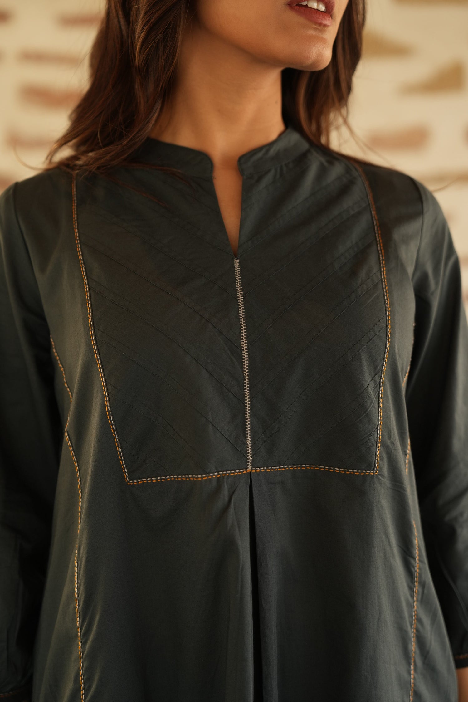 Blueish Grey Saral Cotton Kurta | Ray-ethnic