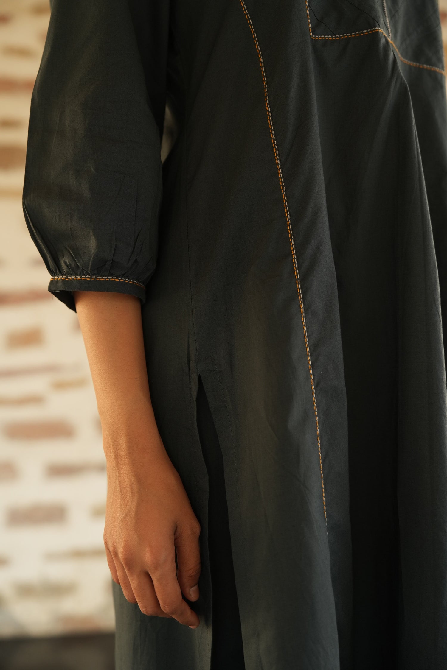 Blueish Grey Saral Cotton Kurta | Ray-ethnic