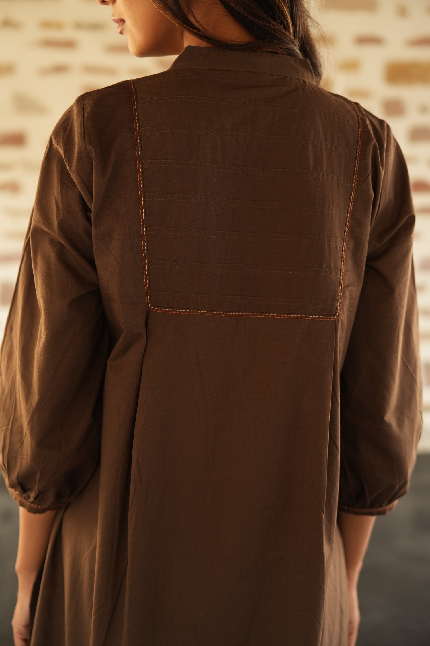 Saral Dark Brown Cotton Kurta | Ray-ethnic