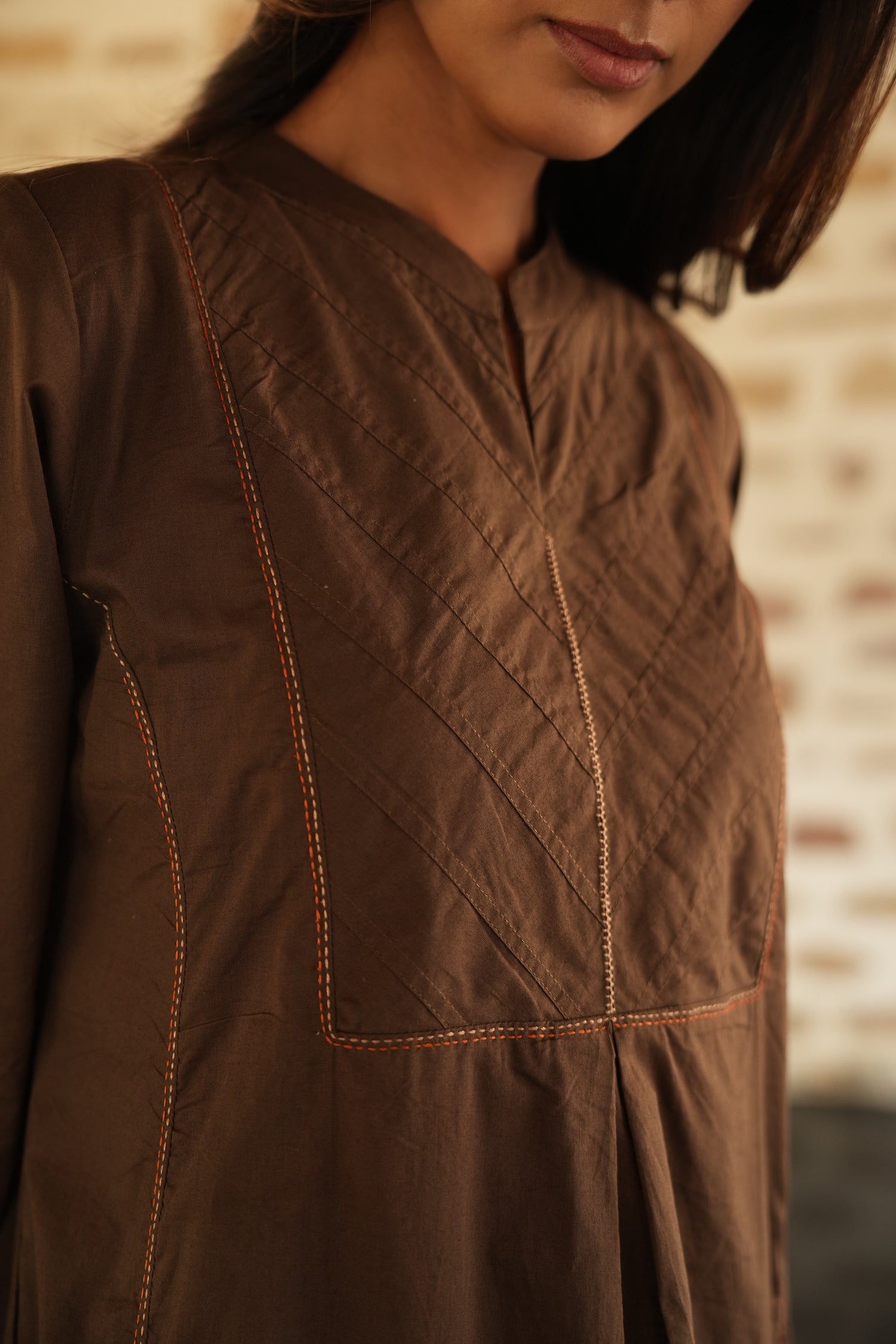 Saral Dark Brown Cotton Kurta | Ray-ethnic