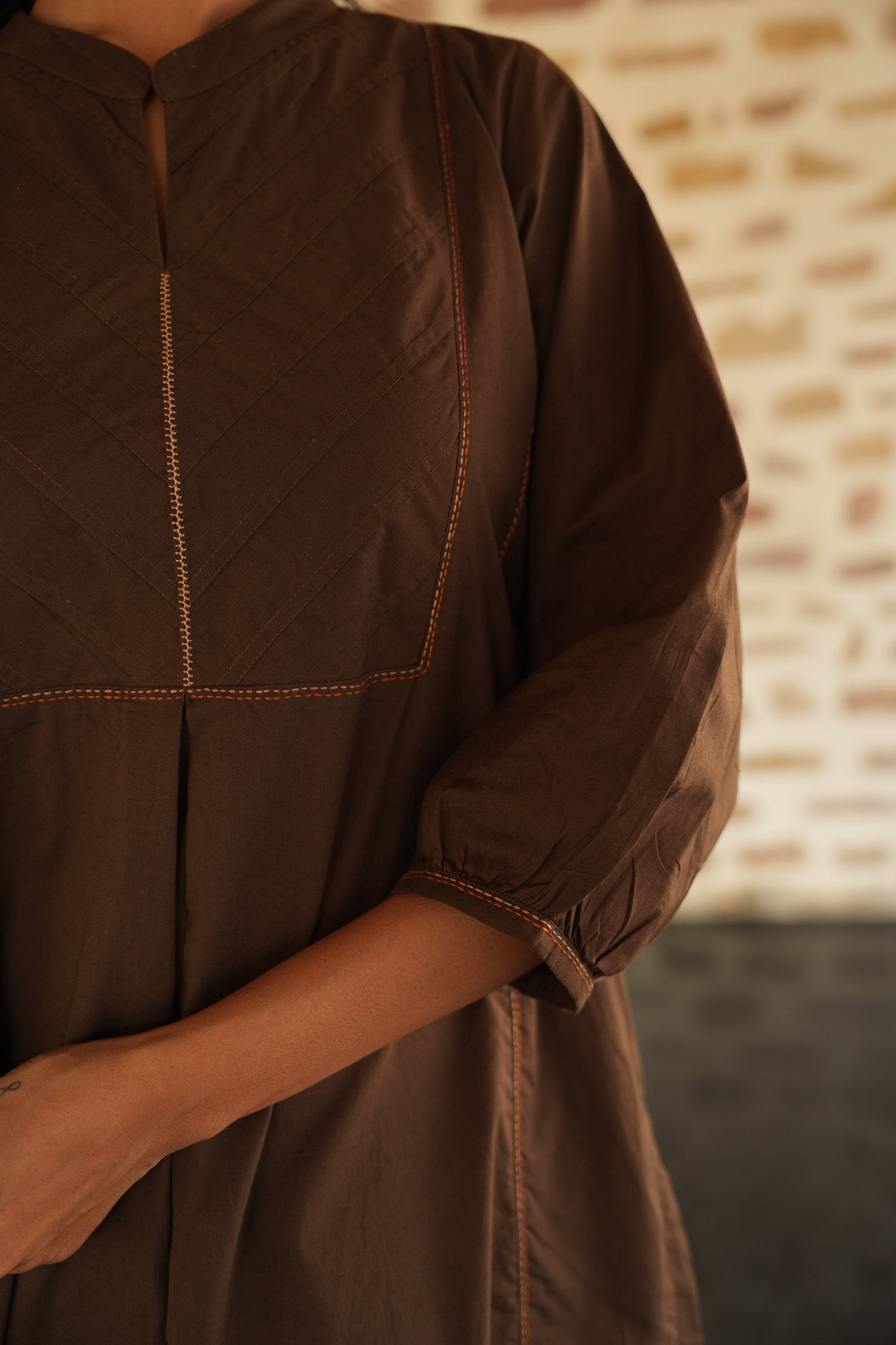 Saral Dark Brown Cotton Kurta | Ray-ethnic