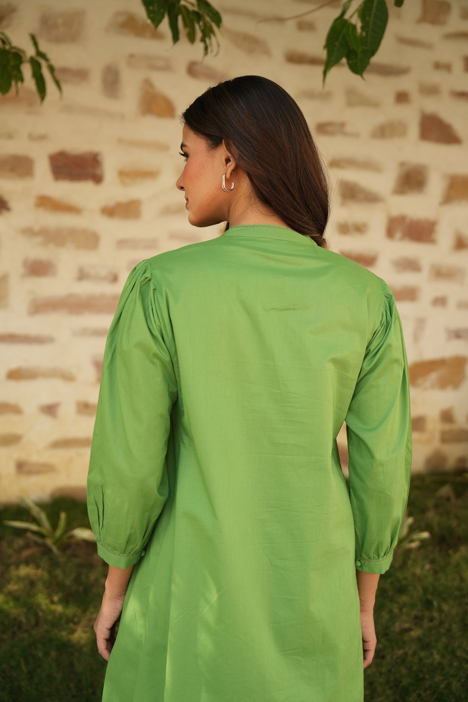 Saral Olive Green Pure Cotton Kurta & Bottom Set | Ray-ethnic