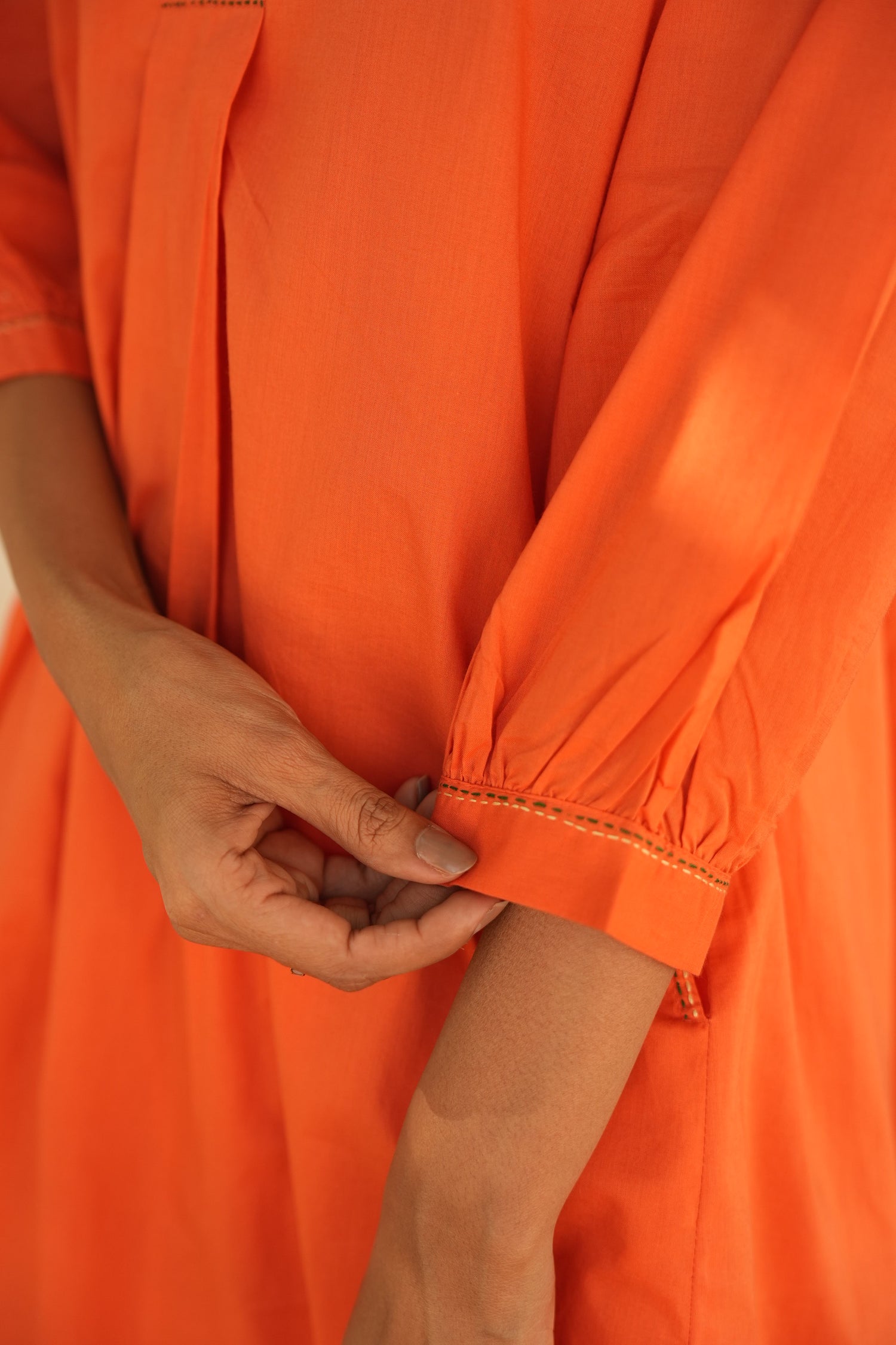 Saral Classic Orange Cotton Kurta & Bottom Set | Ray-ethnic