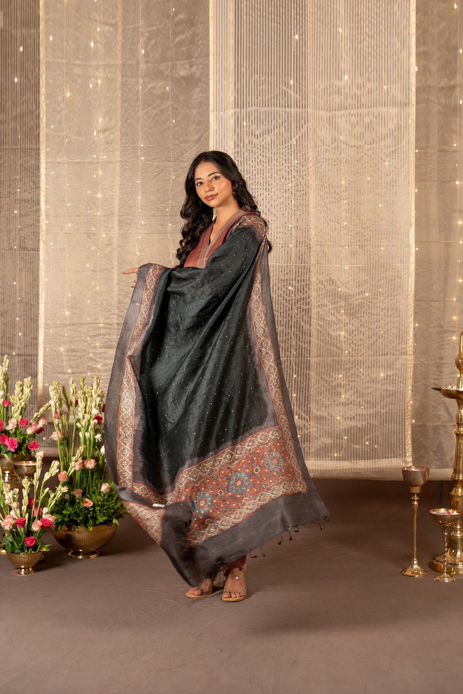 Ray Ethnic Ira - Tasar Dupatta Crafted with Hand Embroidery