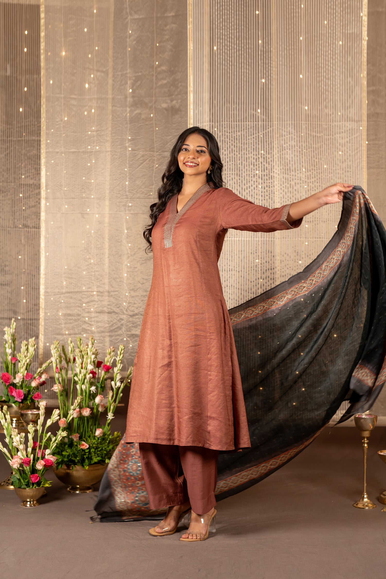 Ray Ethnic Ira - Tasar Dupatta Crafted with Hand Embroidery
