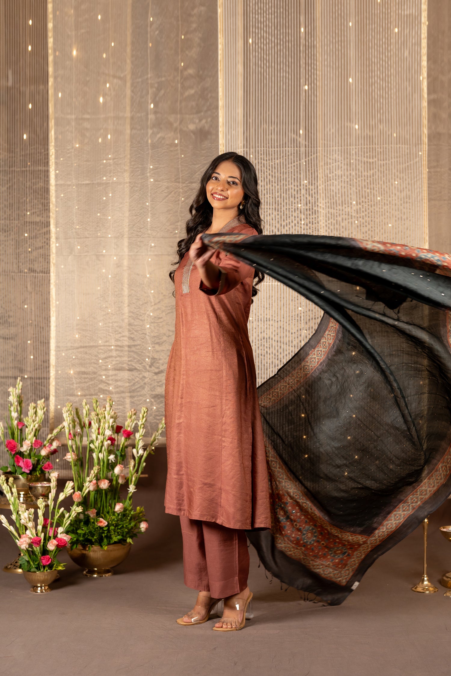 Ray Ethnic Ira - Tasar Dupatta Crafted with Hand Embroidery