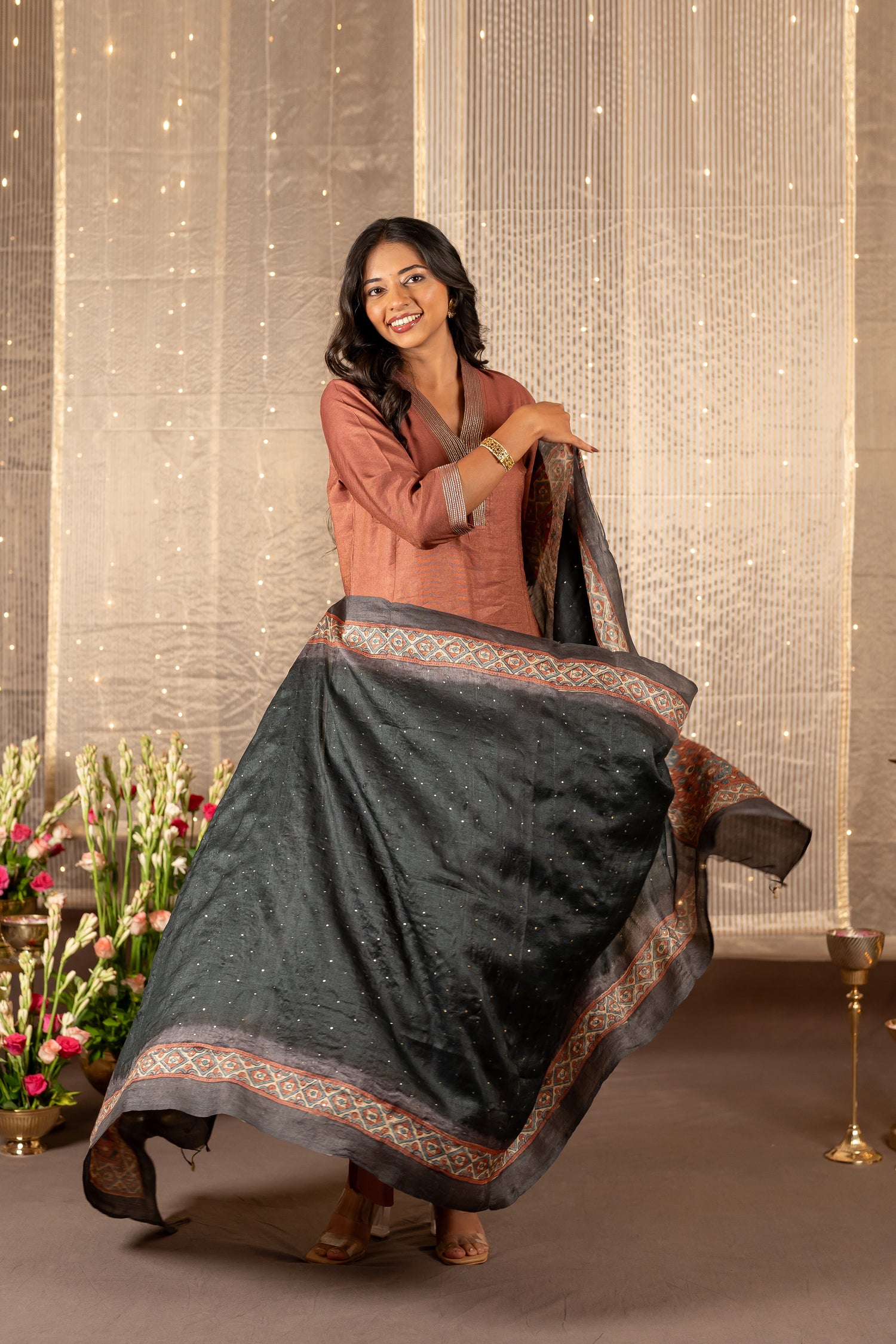 Ray Ethnic Ira - Tasar Dupatta Crafted with Hand Embroidery