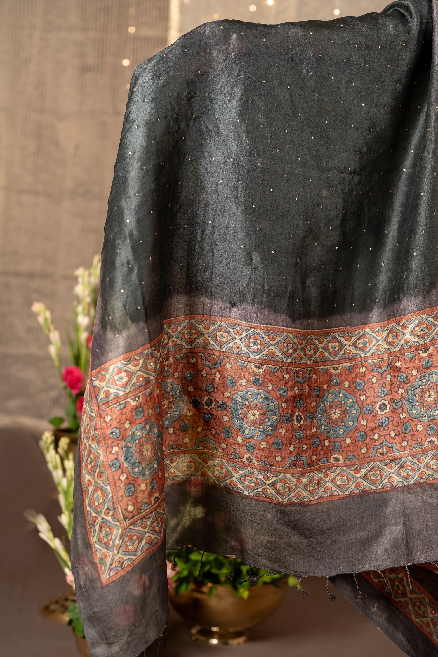 Ray Ethnic Ira - Tasar Dupatta Crafted with Hand Embroidery