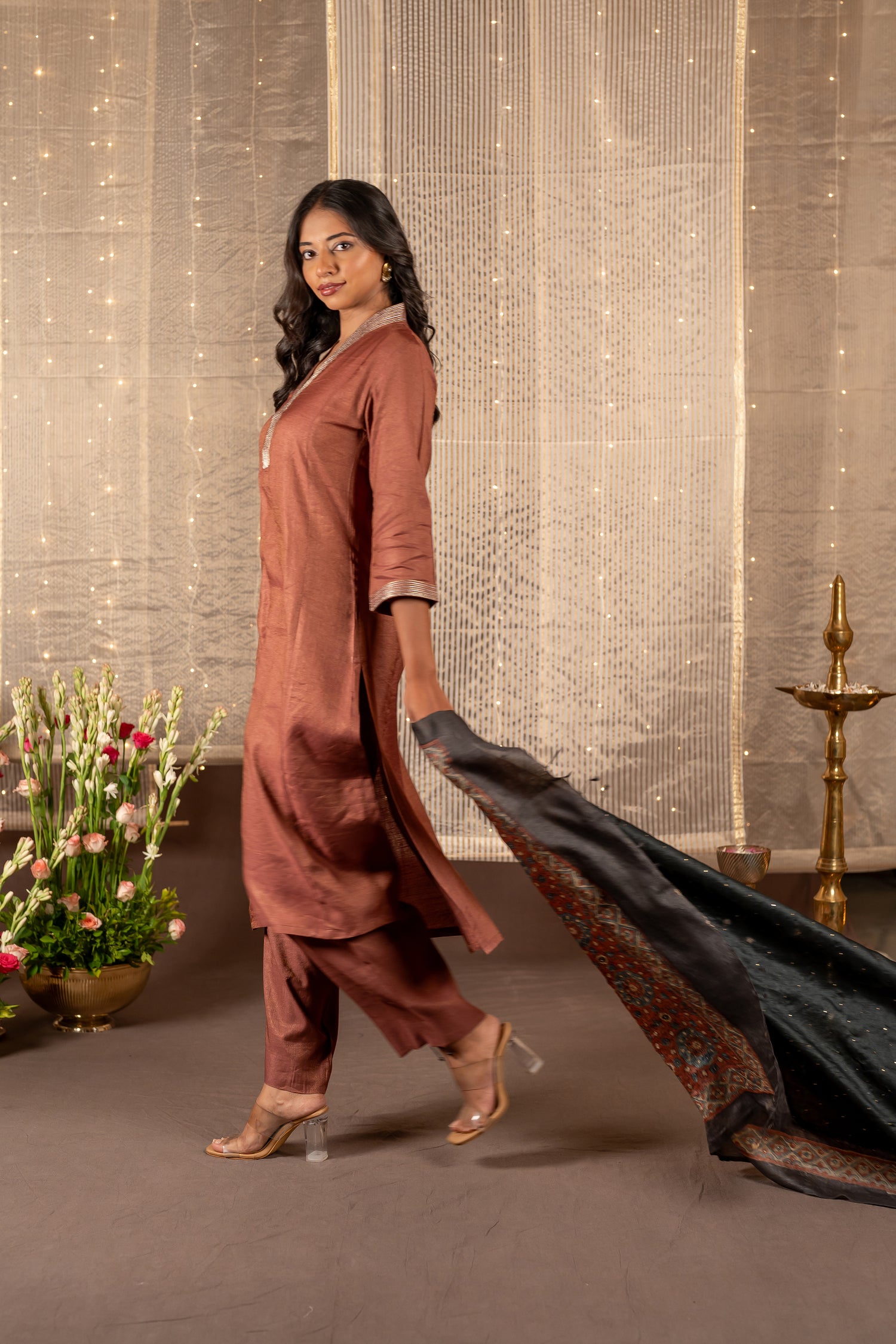 Ray Ethnic Ira - Tasar Dupatta Crafted with Hand Embroidery