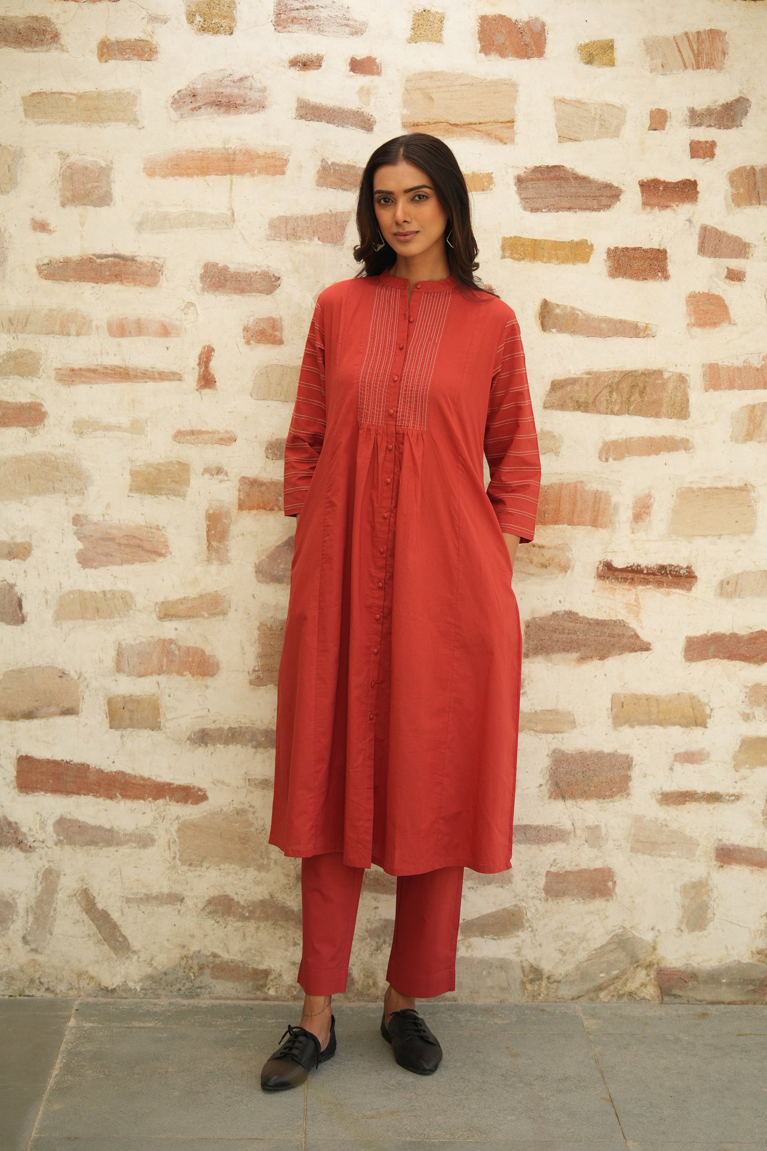 Rust-Toned Pure Cotton Kurta from the Saral | Ray-ethnic