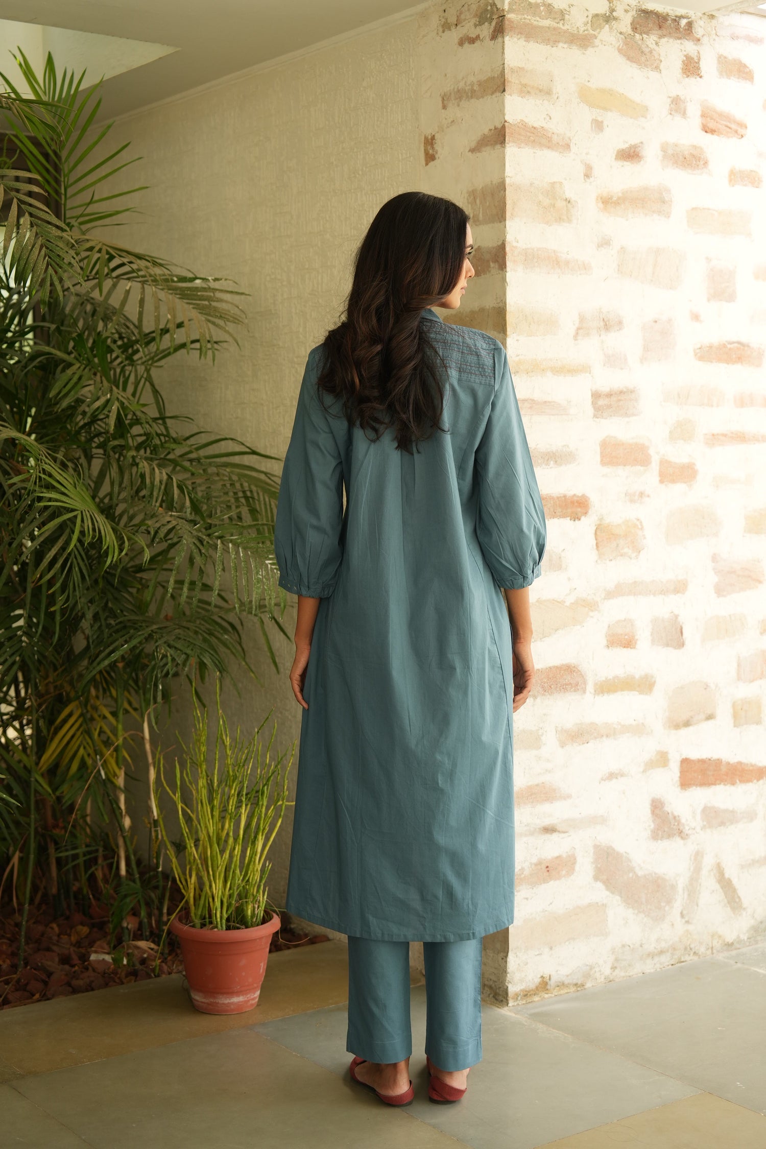 Turq Blue Pure Cotton Kurta | Saral – Ray Ethnic