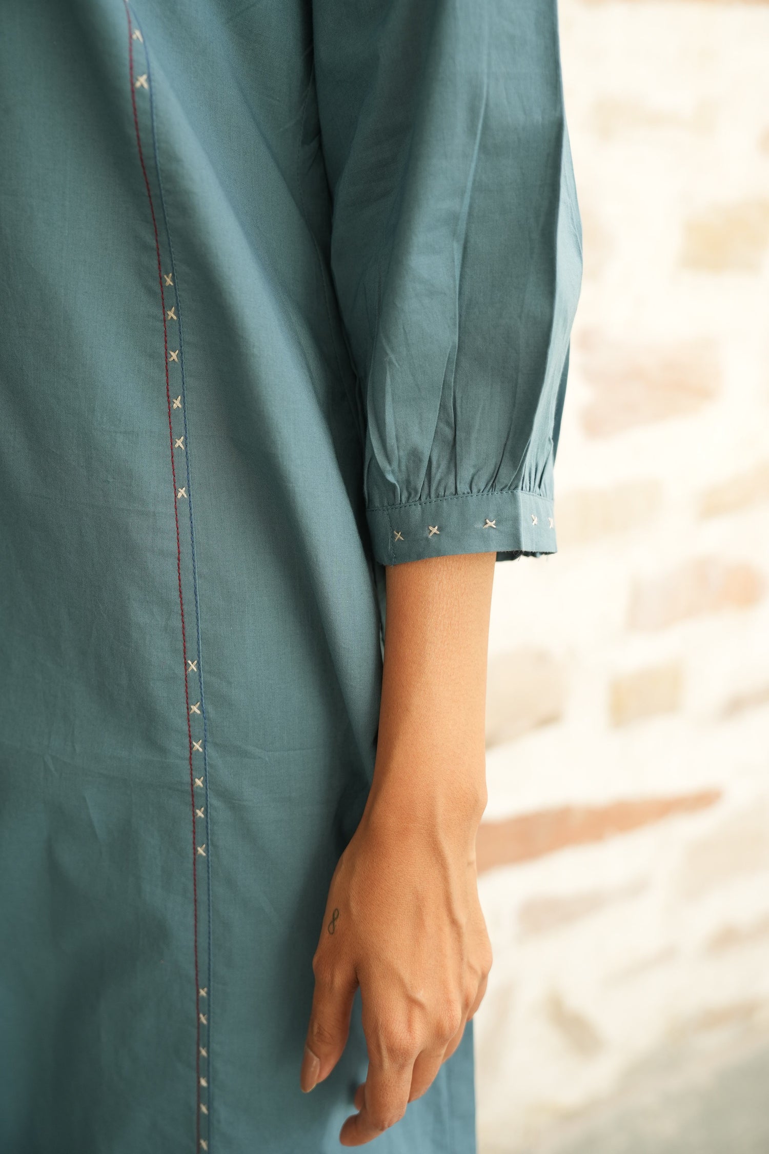 Turq Blue Pure Cotton Kurta | Saral – Ray Ethnic