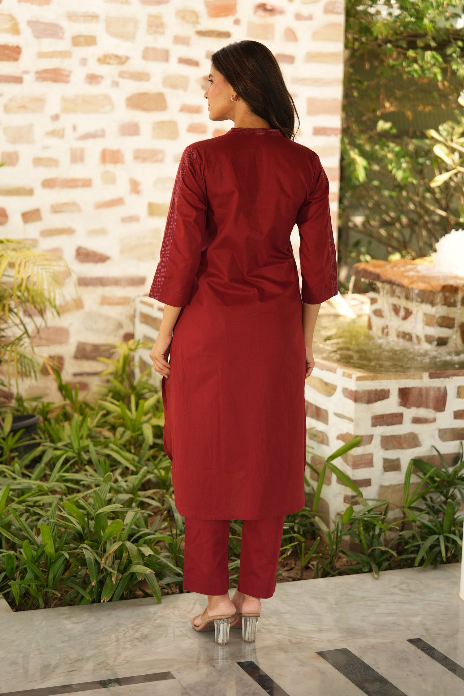 Saral Rustic Maroon Cotton Kurta | Ray-ethnic