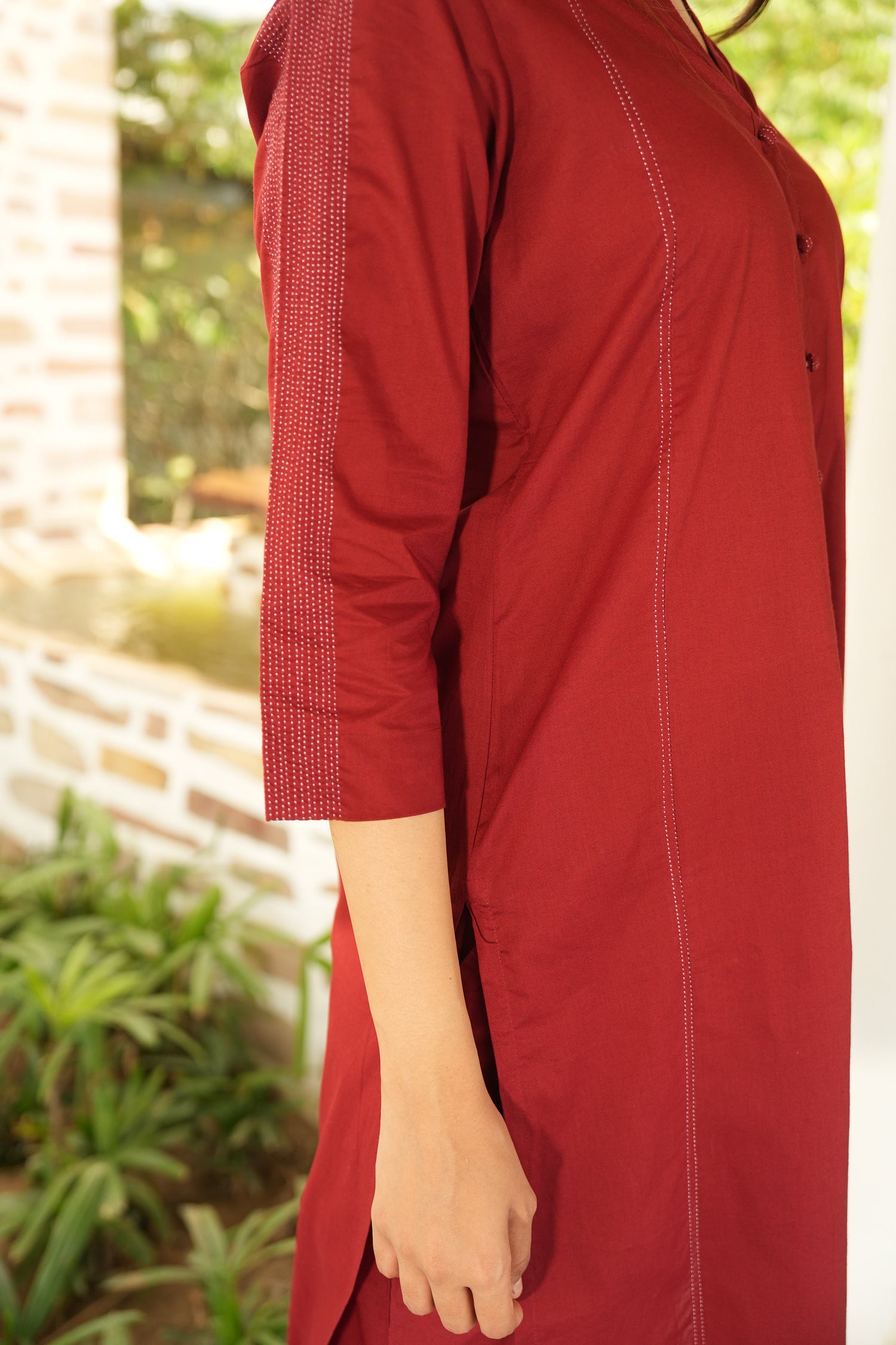 Saral Rustic Maroon Cotton Kurta | Ray-ethnic
