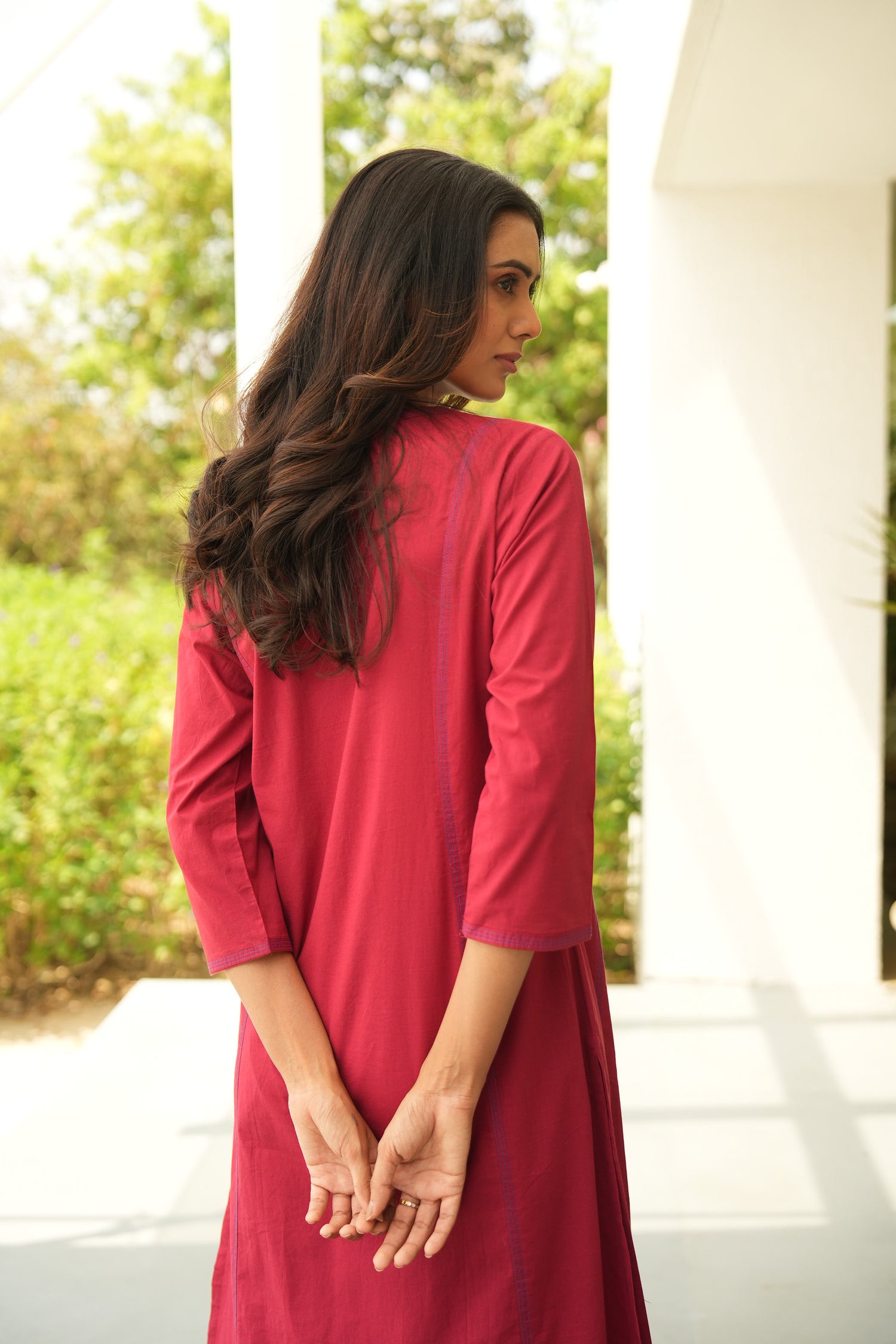 Maroon Pure Cotton Kurta | Saral – Ray Ethnic