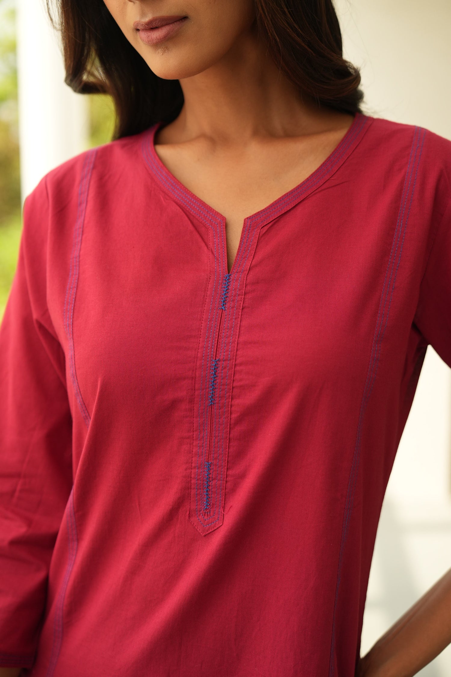 Maroon Pure Cotton Kurta | Saral – Ray Ethnic