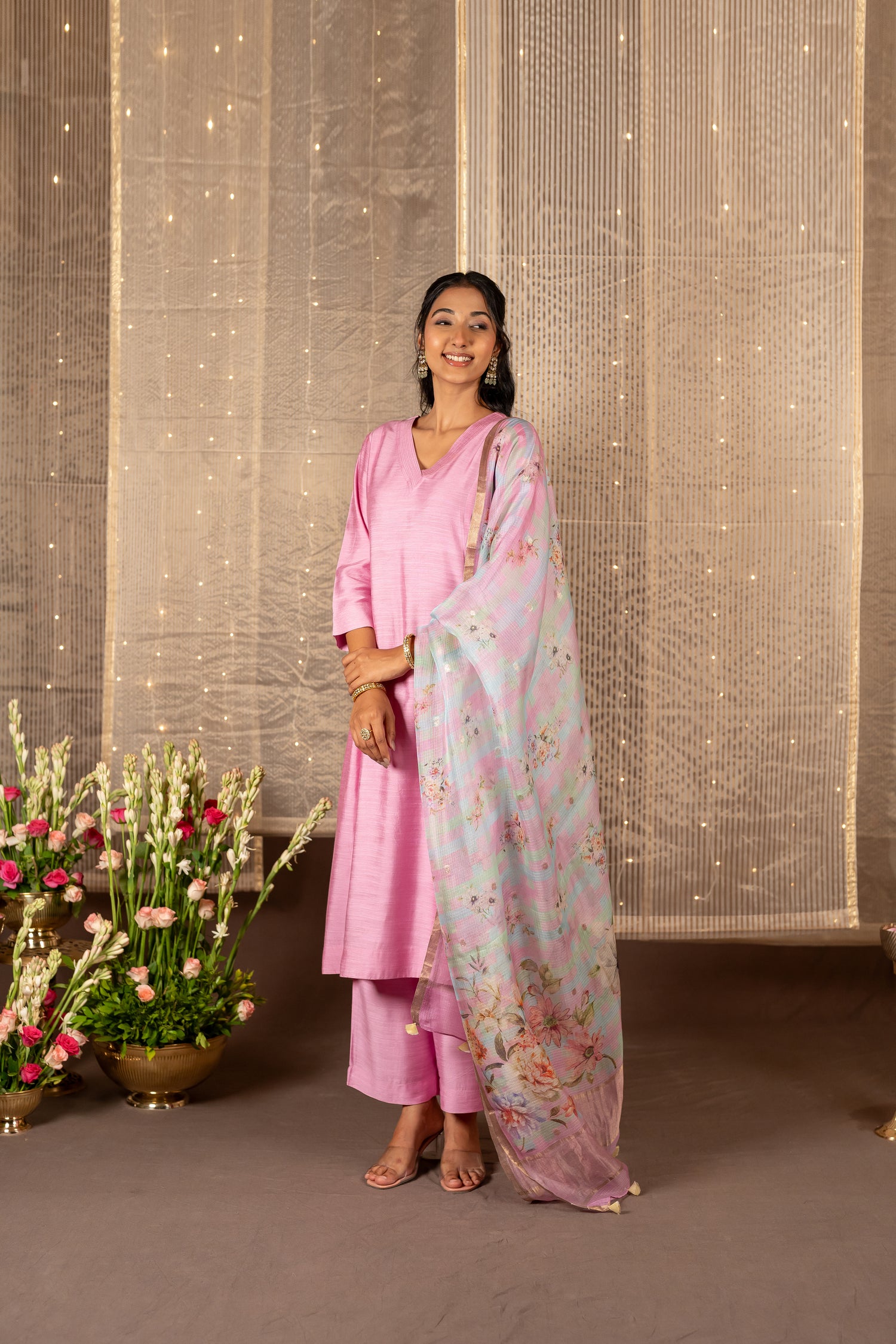 Ray Ethnic The Ira Cotton Silk Slub Set of Three with Kota Silk Dupatta