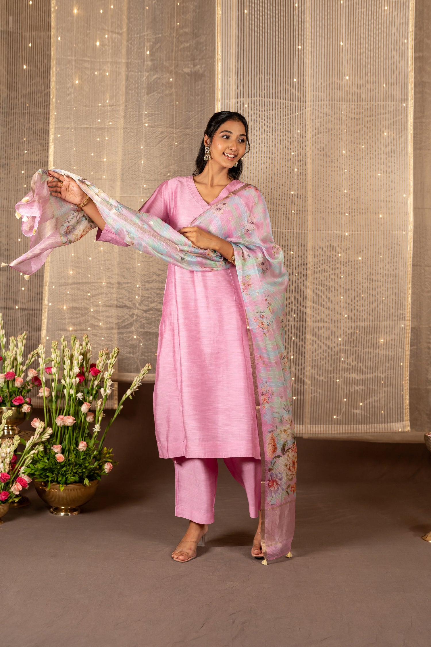 Ray Ethnic The Ira Cotton Silk Slub Set of Three with Kota Silk Dupatta