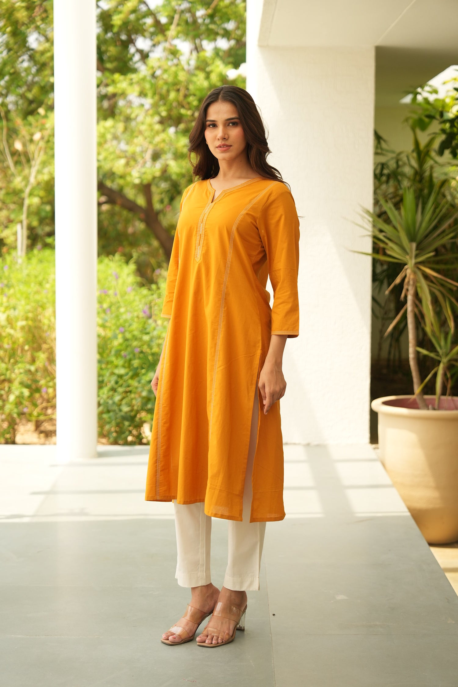 Saral Yellow Cotton Kurta | Ray-ethnic