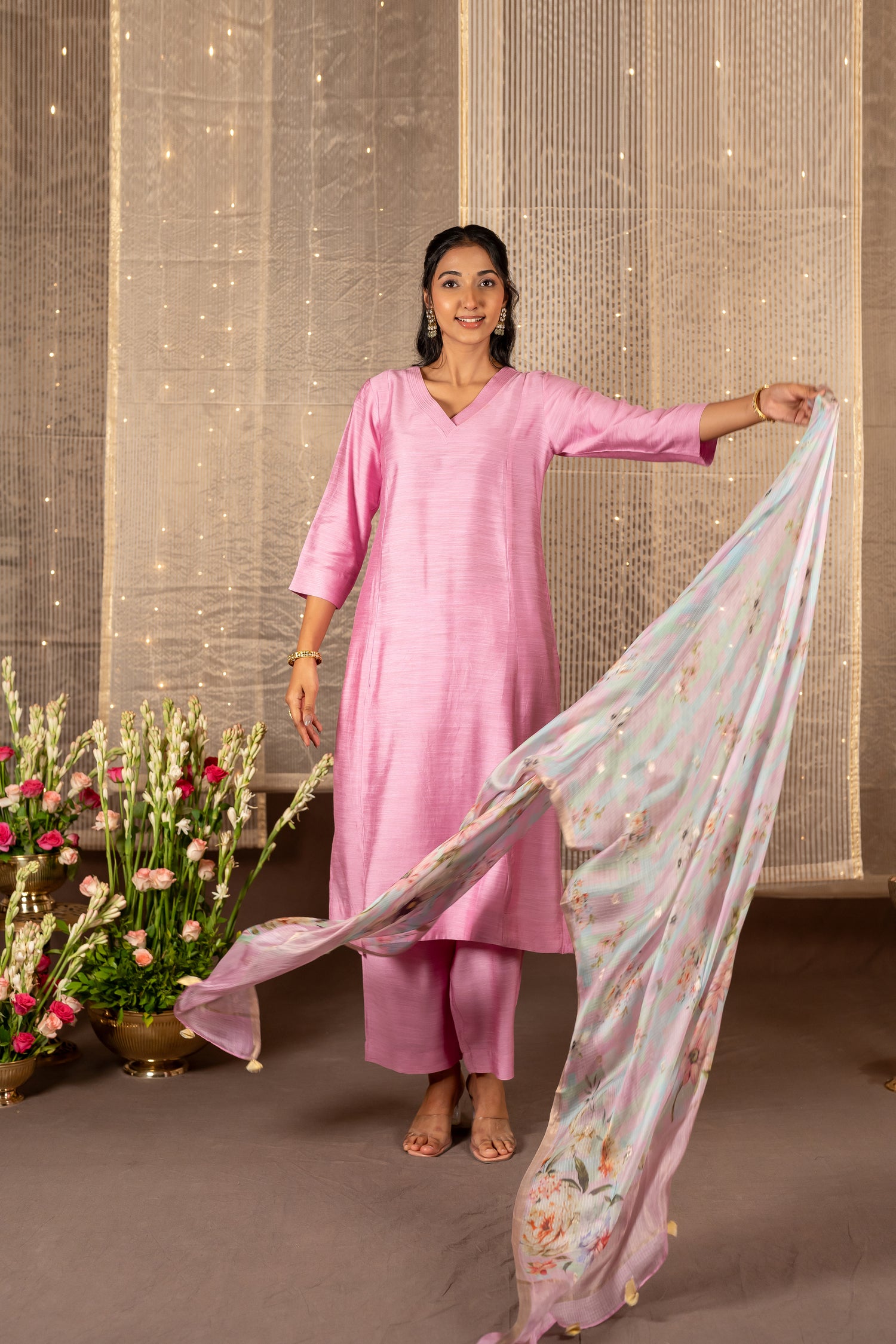 Ray Ethnic The Ira Cotton Silk Slub Set of Three with Kota Silk Dupatta