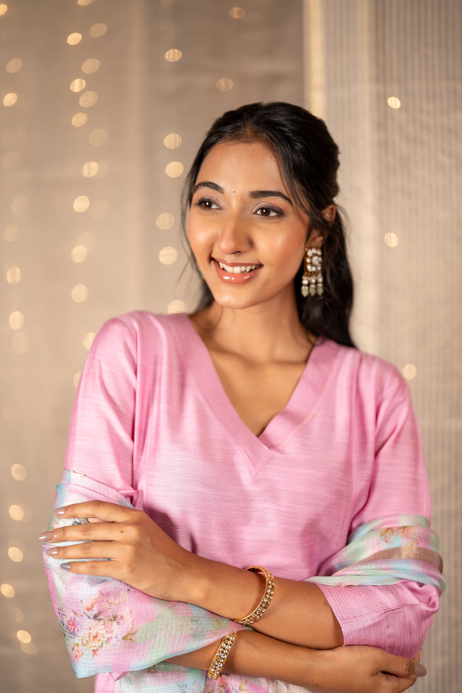 Ray Ethnic The Ira Cotton Silk Slub Set of Three with Kota Silk Dupatta
