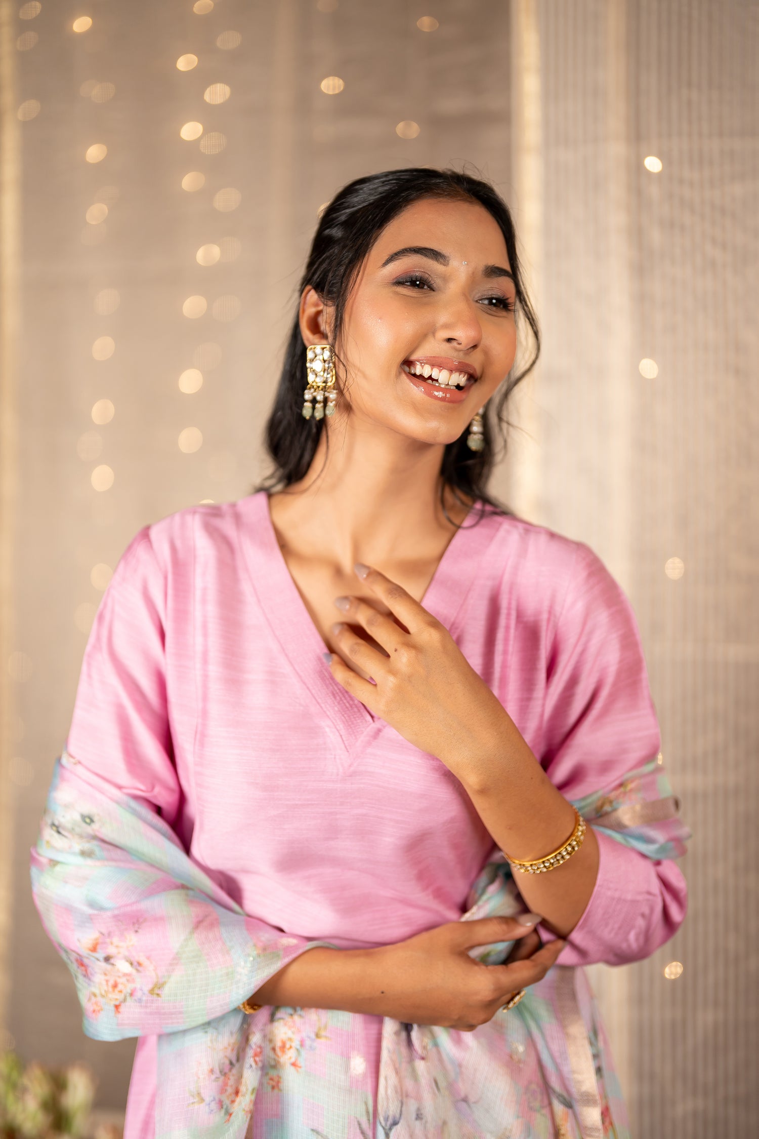 Ray Ethnic The Ira Cotton Silk Slub Set of Three with Kota Silk Dupatta