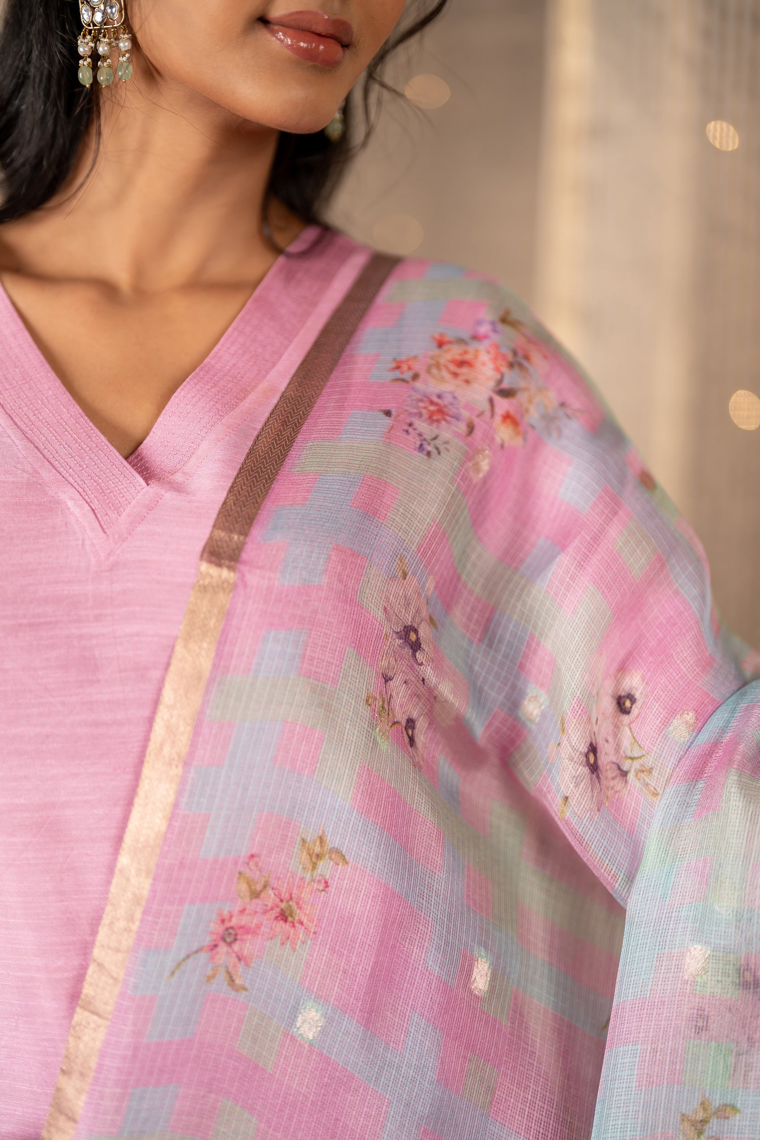 Ray Ethnic The Ira Cotton Silk Slub Set of Three with Kota Silk Dupatta