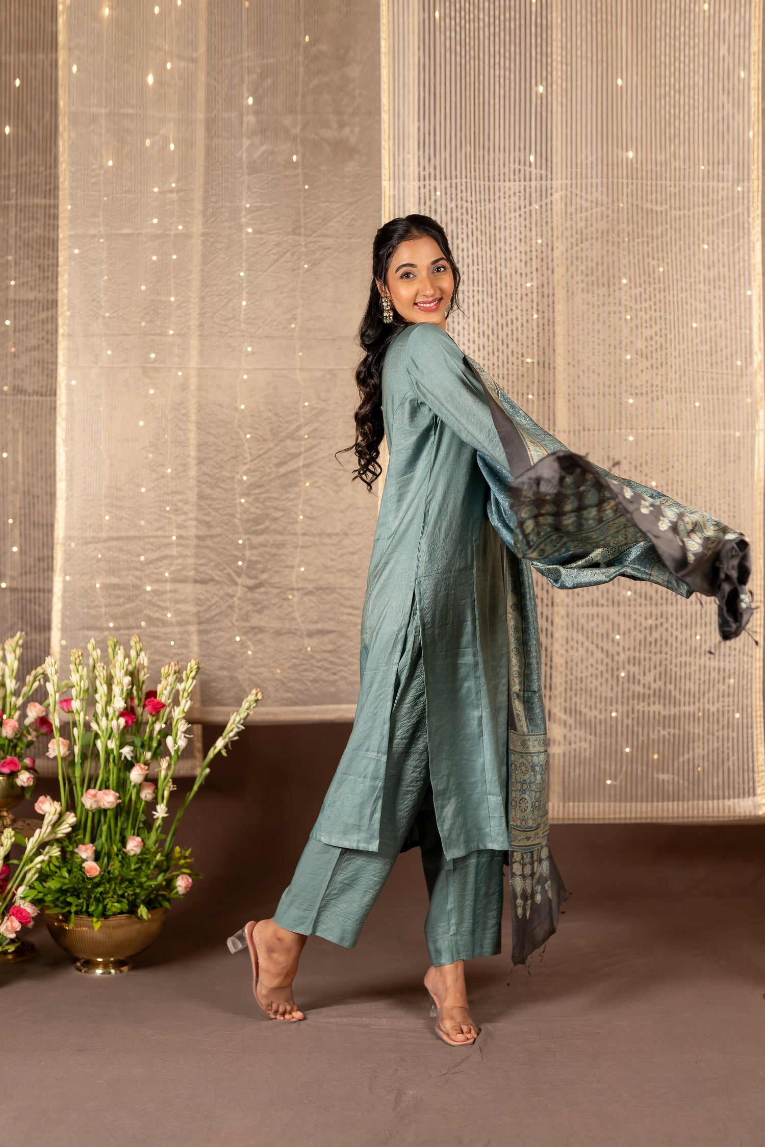 Ira Hand Block Print Tasar Dupatta | Ray Ethnic