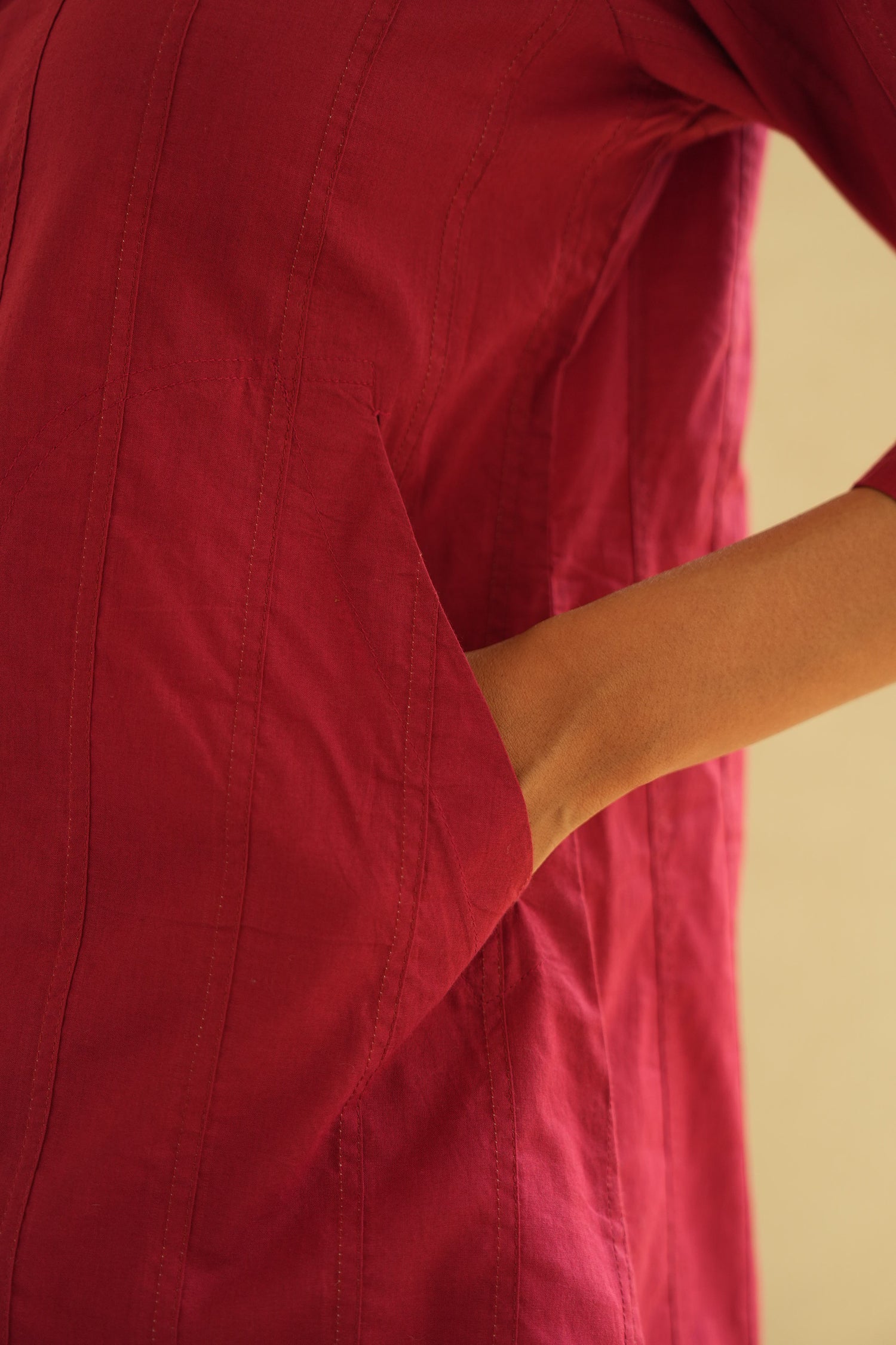 Red Pure Cotton Top | SARAL - Ray-ethnic
