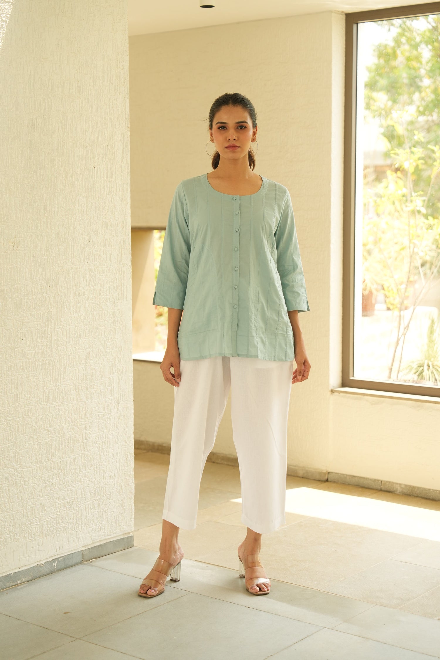 Light Blue Cotton Top | SARAL – Ray-ethnic