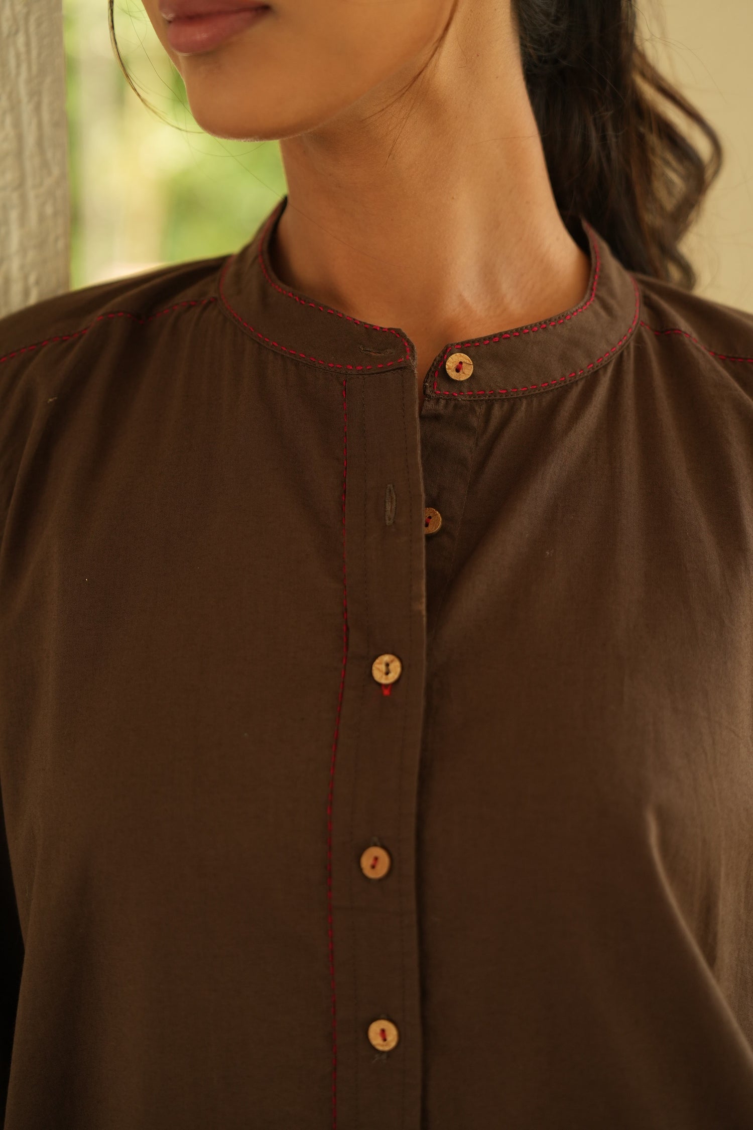 Tamarind Brown Pure Cotton Saral Top | Ray-ethnic