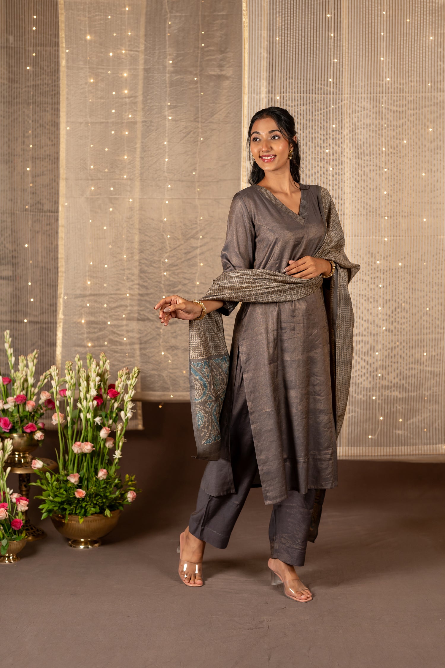 Ira Hand Block Print Tasar Dupatta | Ray Ethnic