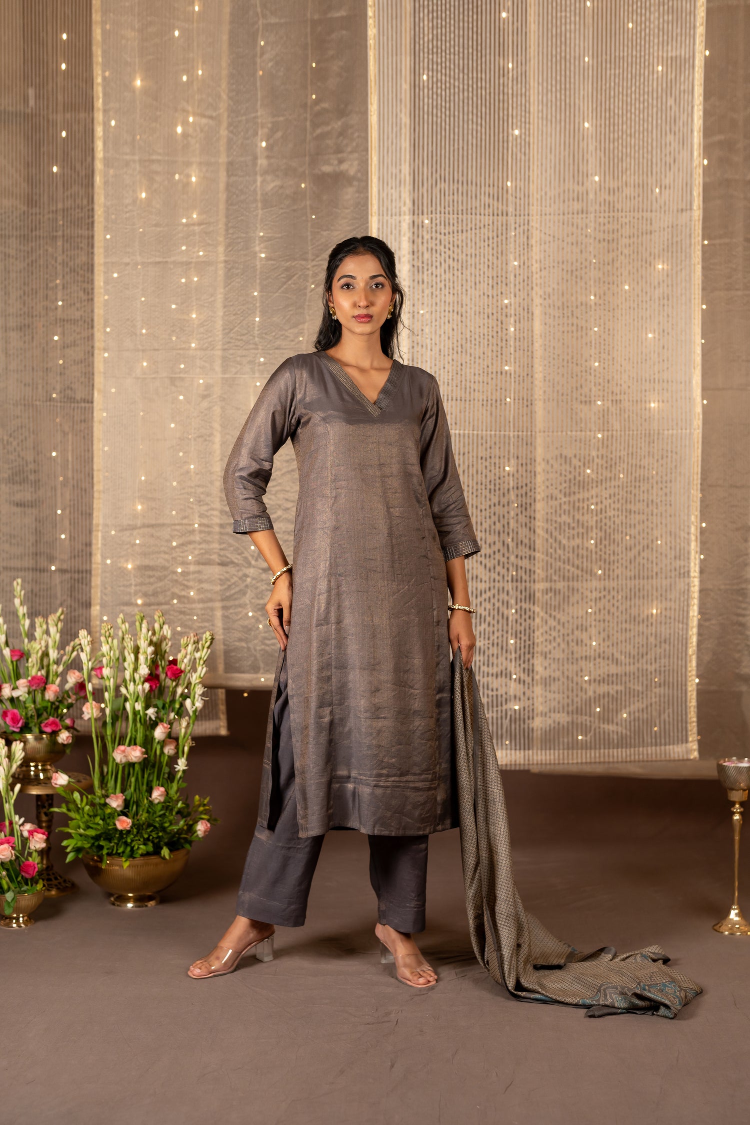 Ira Hand Block Print Tasar Dupatta | Ray Ethnic