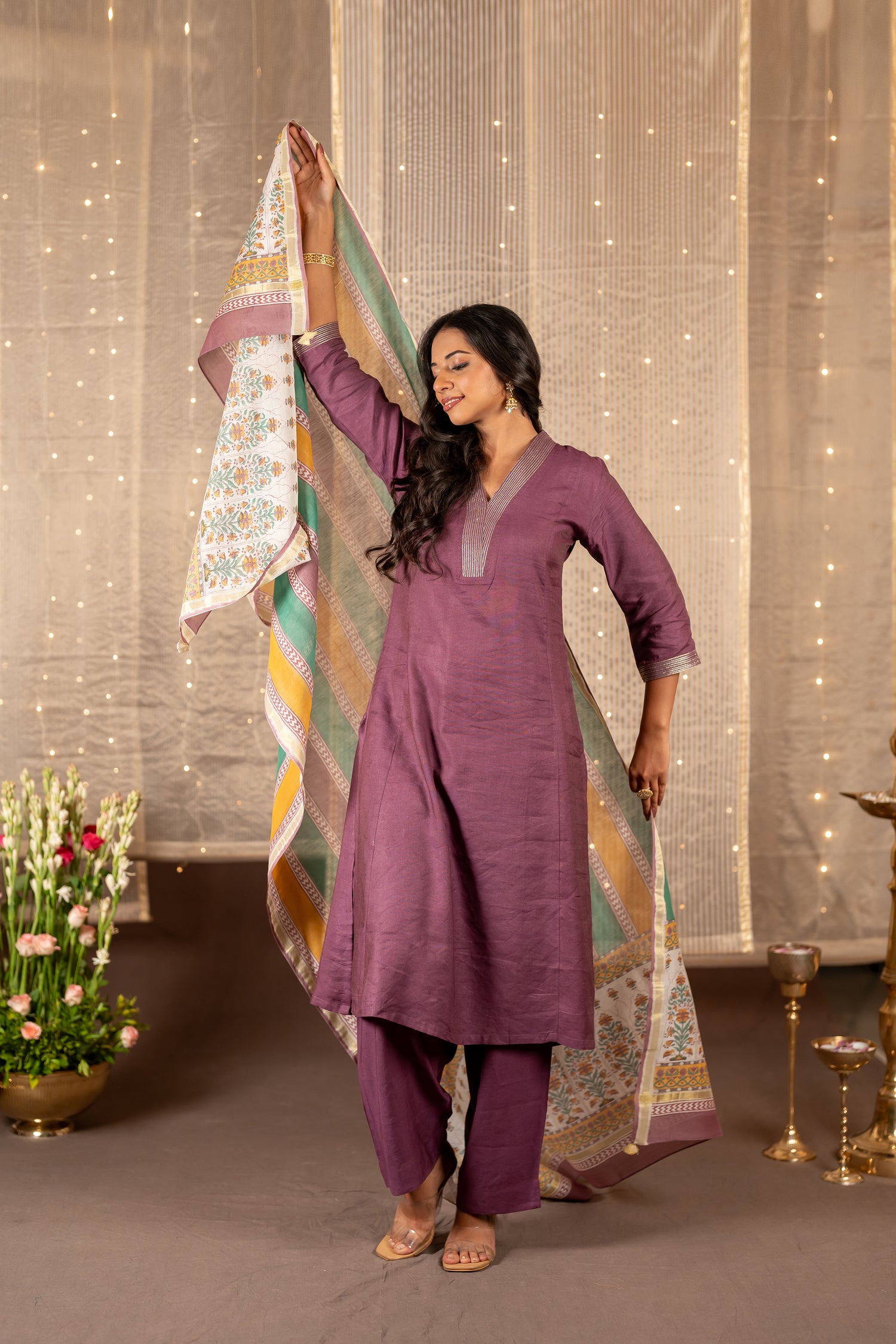 Ira Block Print Chanderi Silk Dupatta | Ray Ethnic